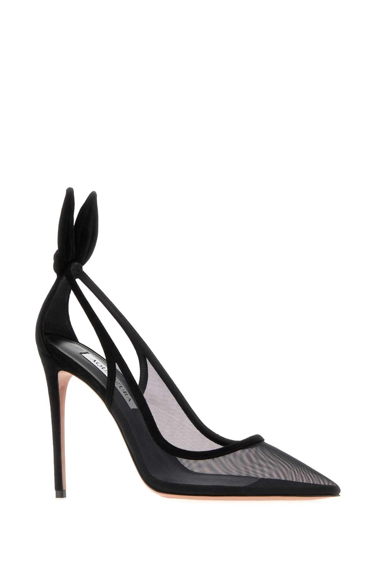 Aquazzura Women Black Mesh Bow Pumps AQUAZZURA