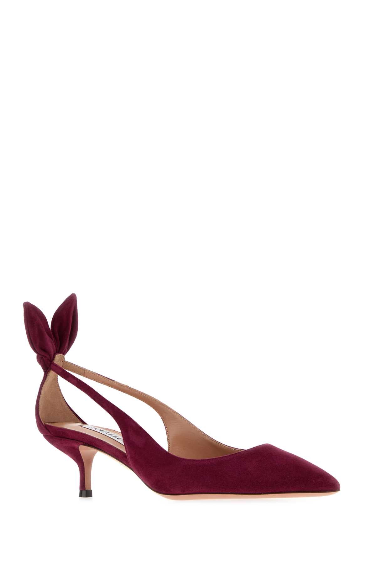 Aquazzura Women Tyrian Purple Suede Bow Tie 50 Pumps AQUAZZURA