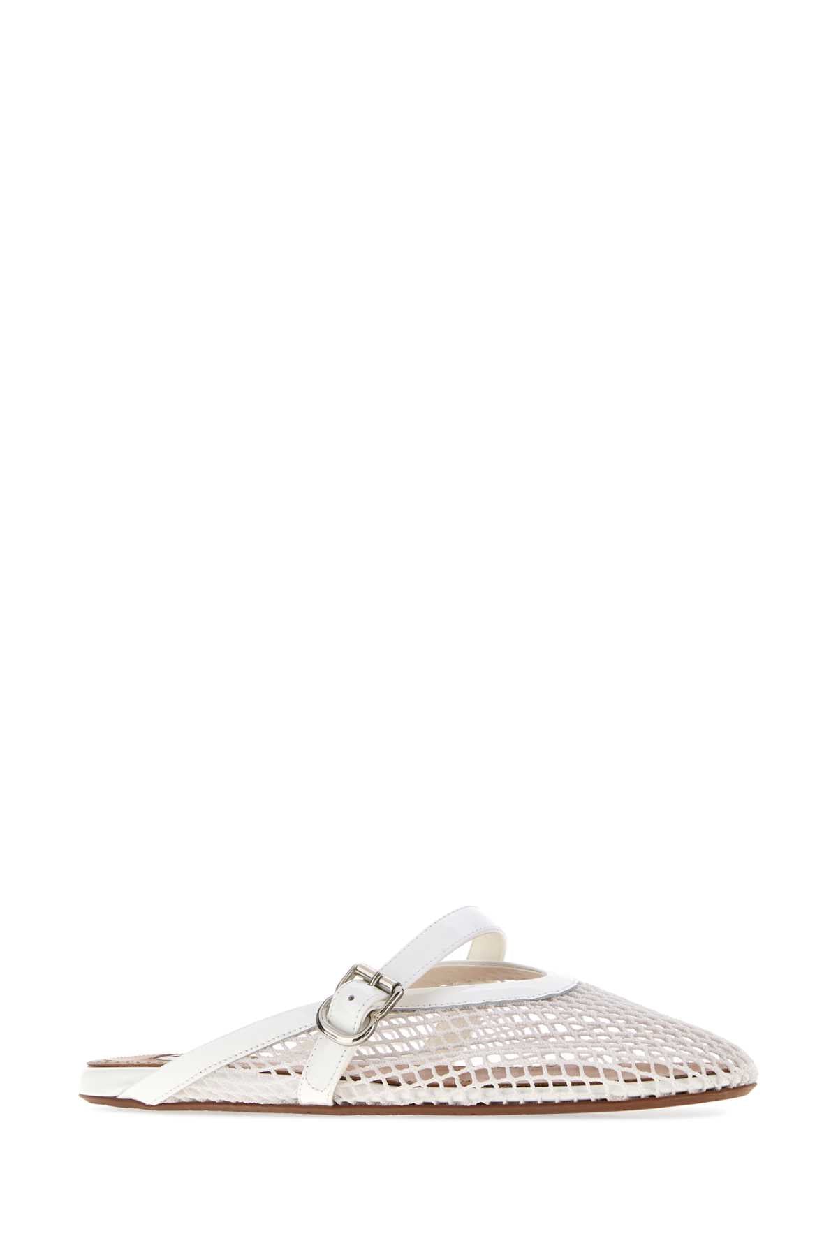 Alaia Women White Mesh Slippers ALAIA