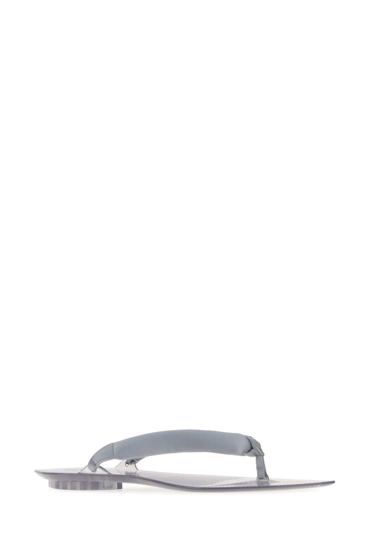Alaia Women Silver Fabric Thong Slippers ALAIA