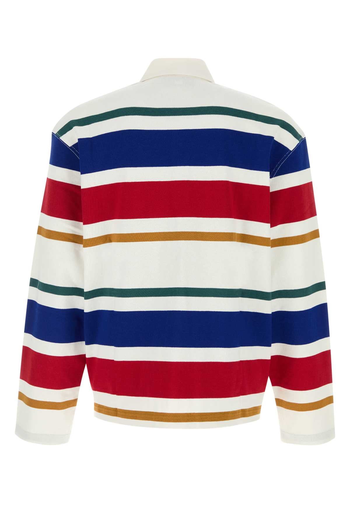 Ami Men Embroidered Cotton Polo Shirt AMI PARIS
