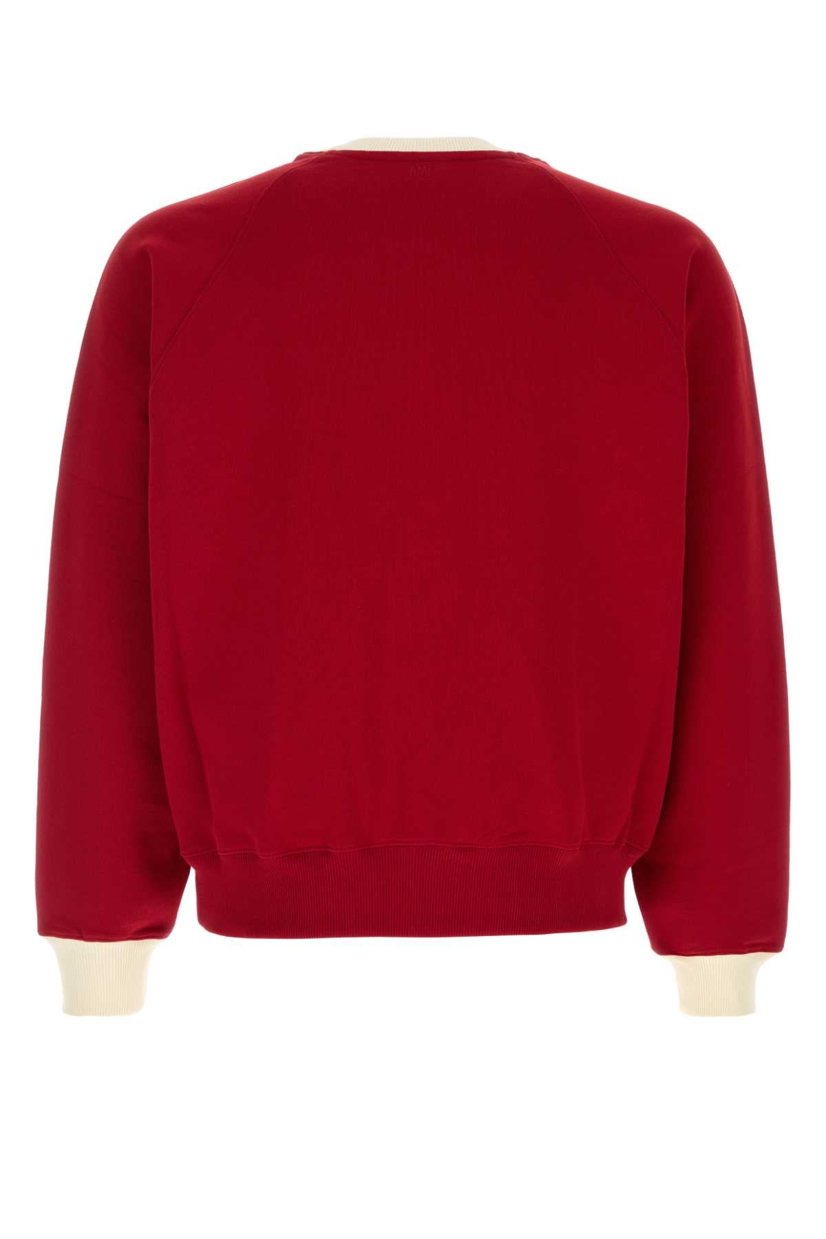 Ami Men Red Cotton Sweatshirt AMI PARIS