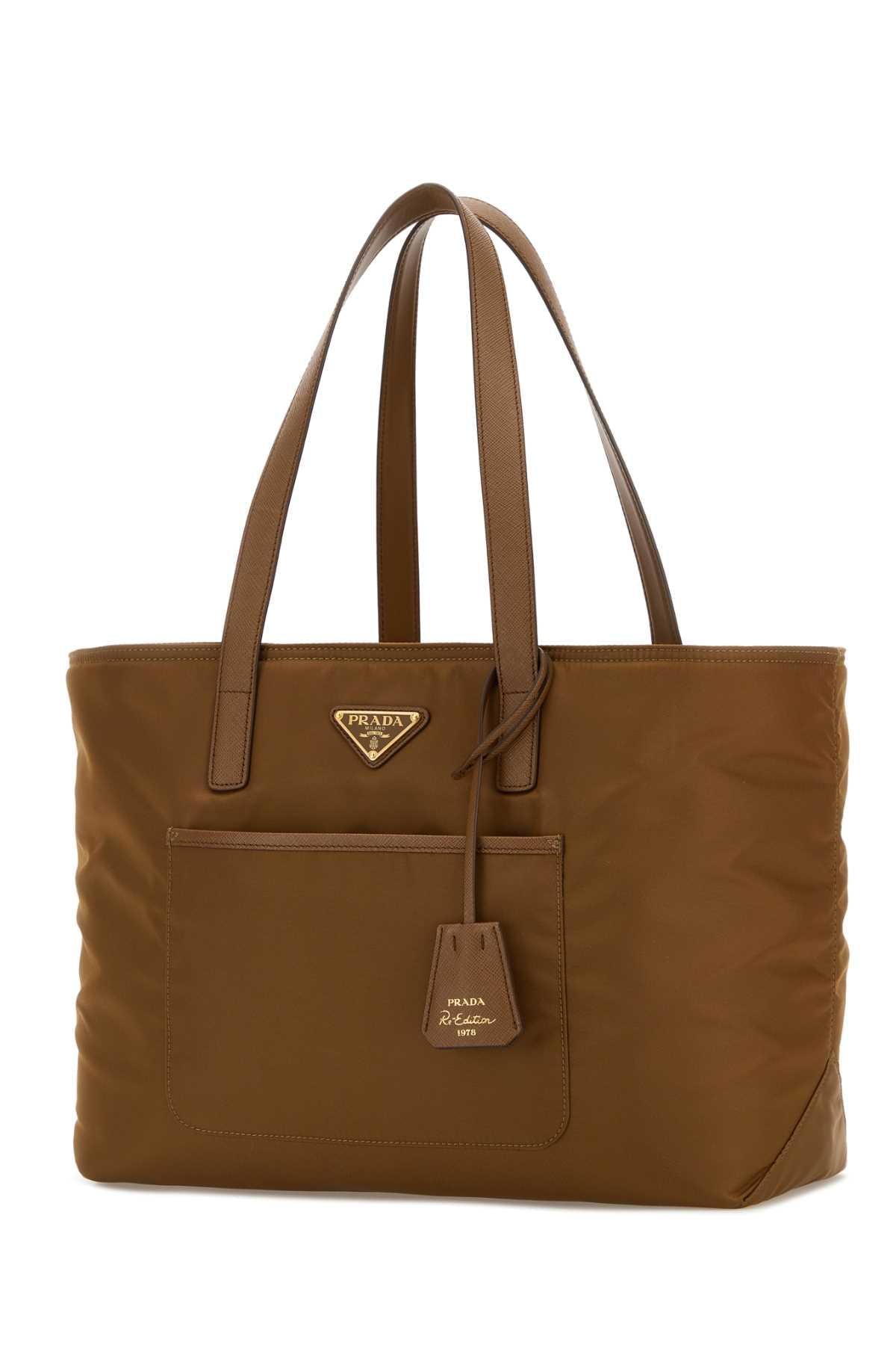 Prada Women Brown Re-Nylon Shopping Bag PRADA