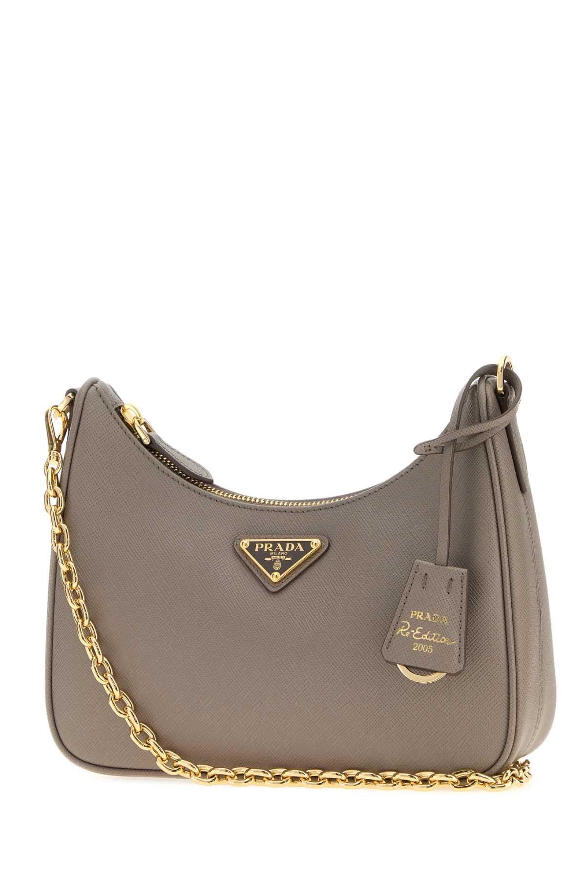 Prada Women Dark Grey Leather Re-Edition 2005 Shoulder Bag PRADA