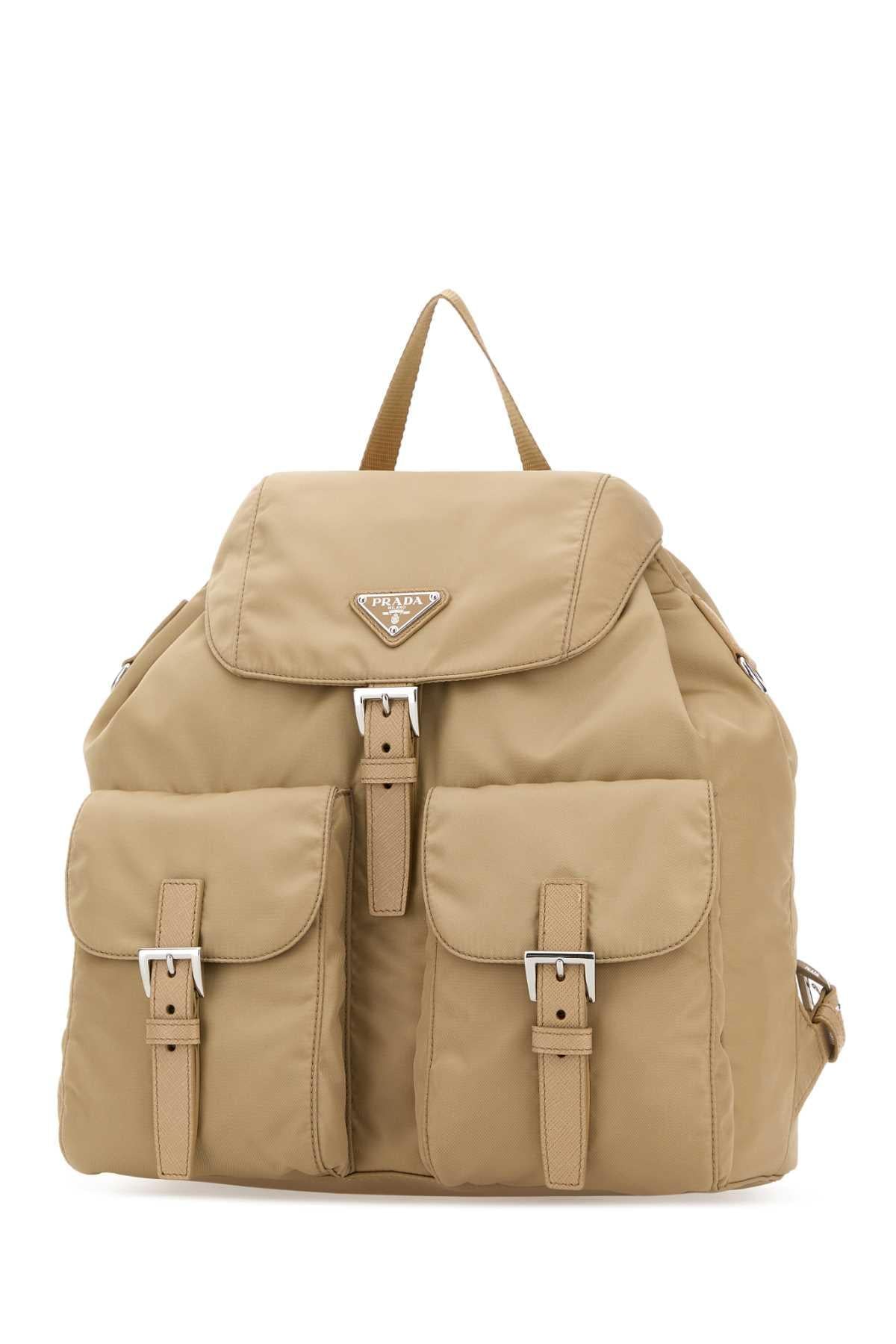 Prada Women Sand Canvas Backpack PRADA