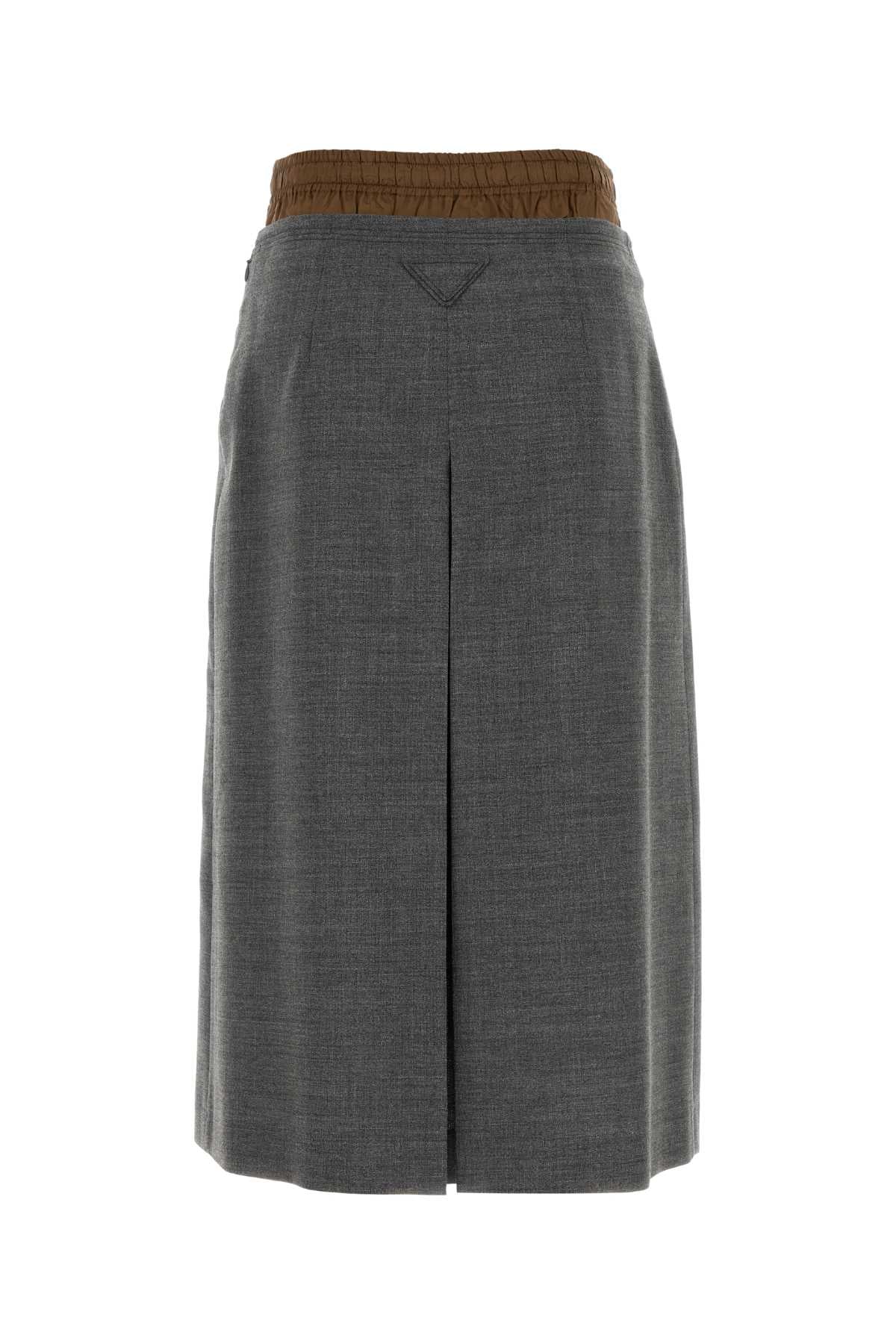 Prada Women Dark Grey Wool Skirt PRADA