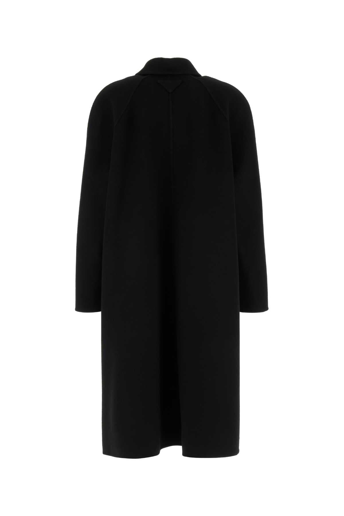 Prada Women Black Wool Blend Coat PRADA