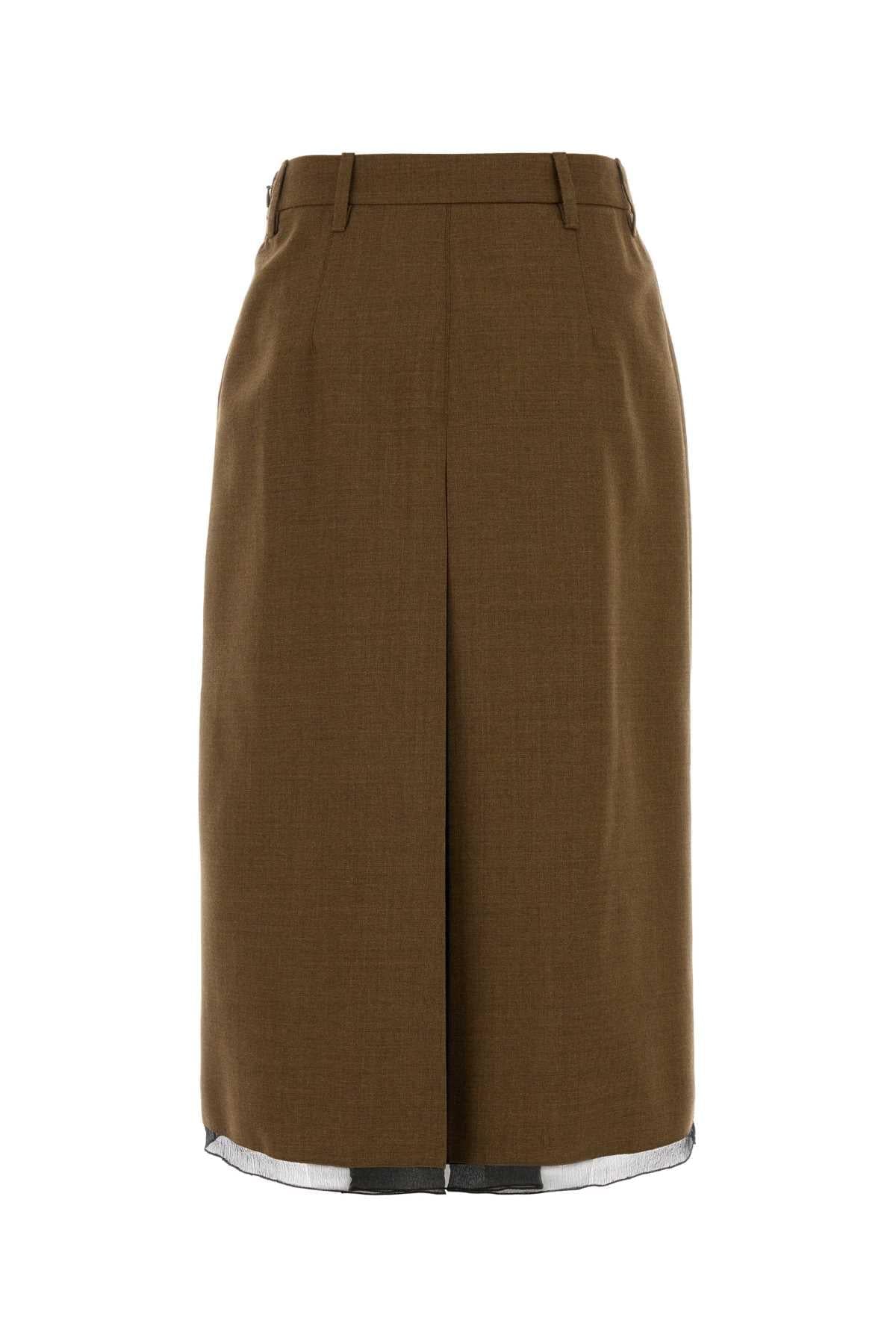 Prada Women Brown Wool Skirt PRADA