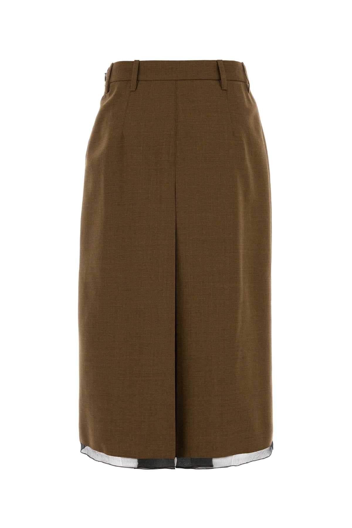 Prada Women Brown Wool Skirt PRADA