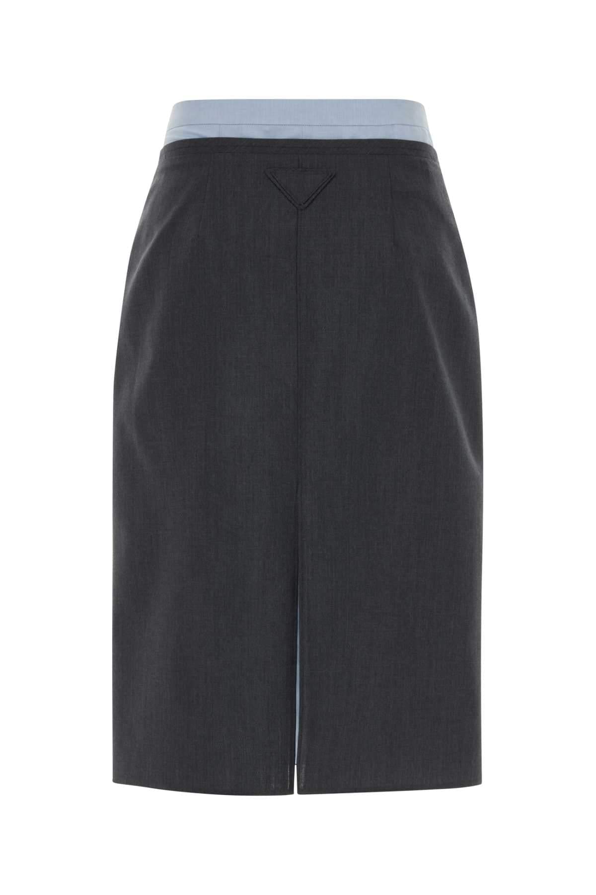 Prada Women Dark Grey Wool Blend Skirt PRADA