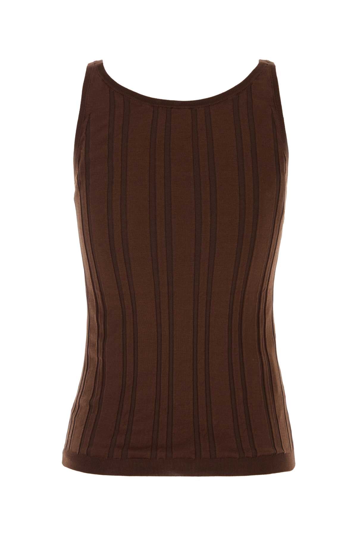 Prada Women Brown Cotton Blend Tank Top PRADA