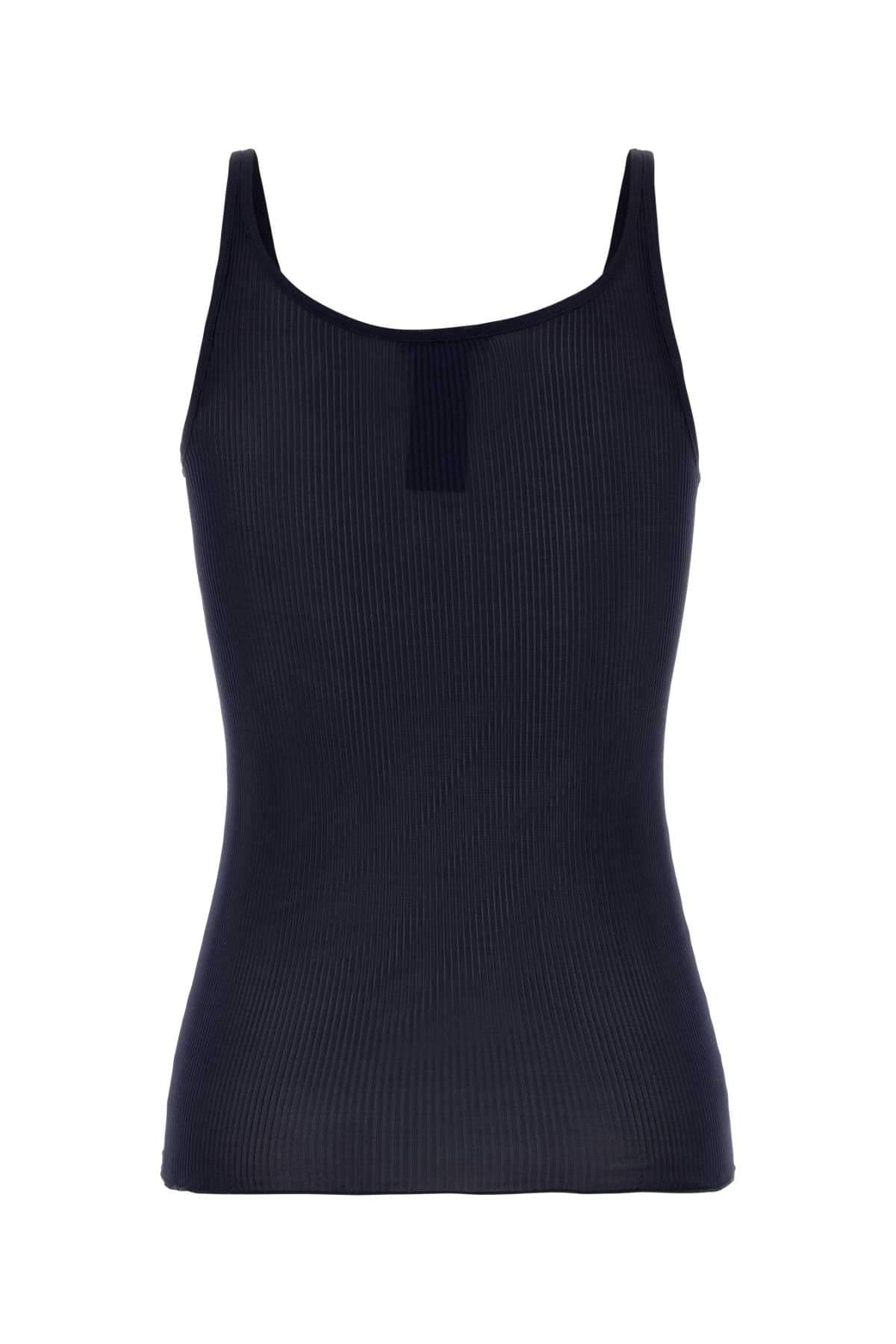 Prada Women Navy Blue Silk Tank Top PRADA