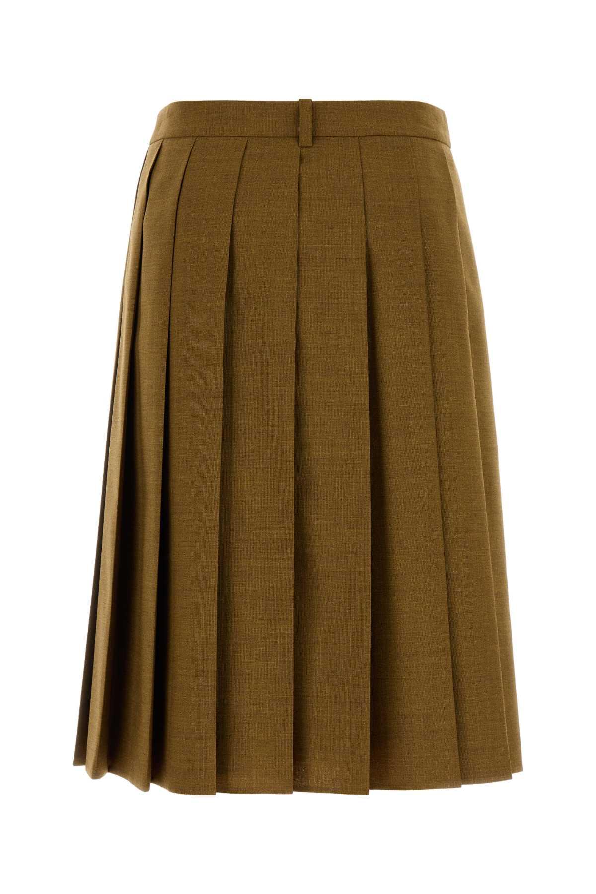 Prada Women Khaki Wool Skirt PRADA