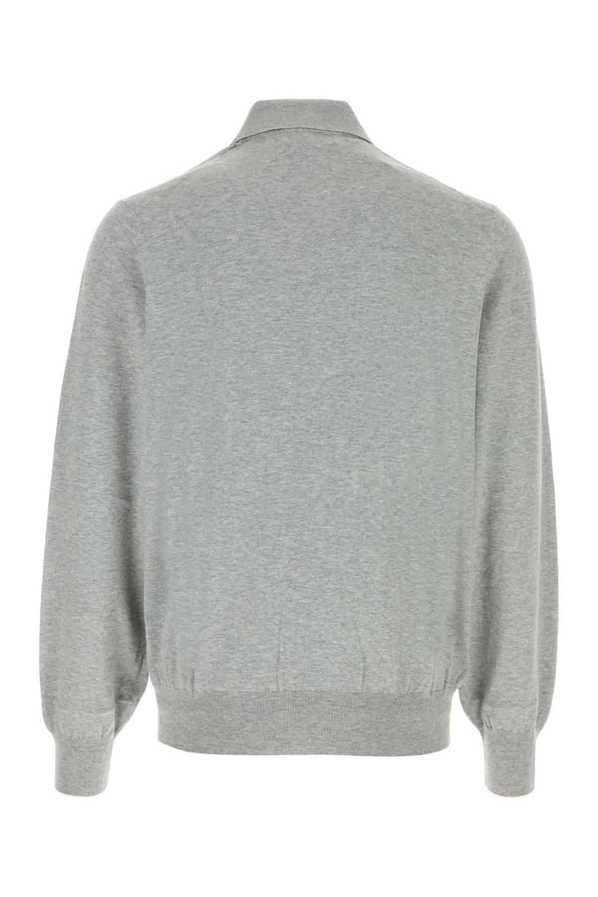 Brunello Cucinelli Men Grey Cotton Polo Shirt BRUNELLO CUCINELLI