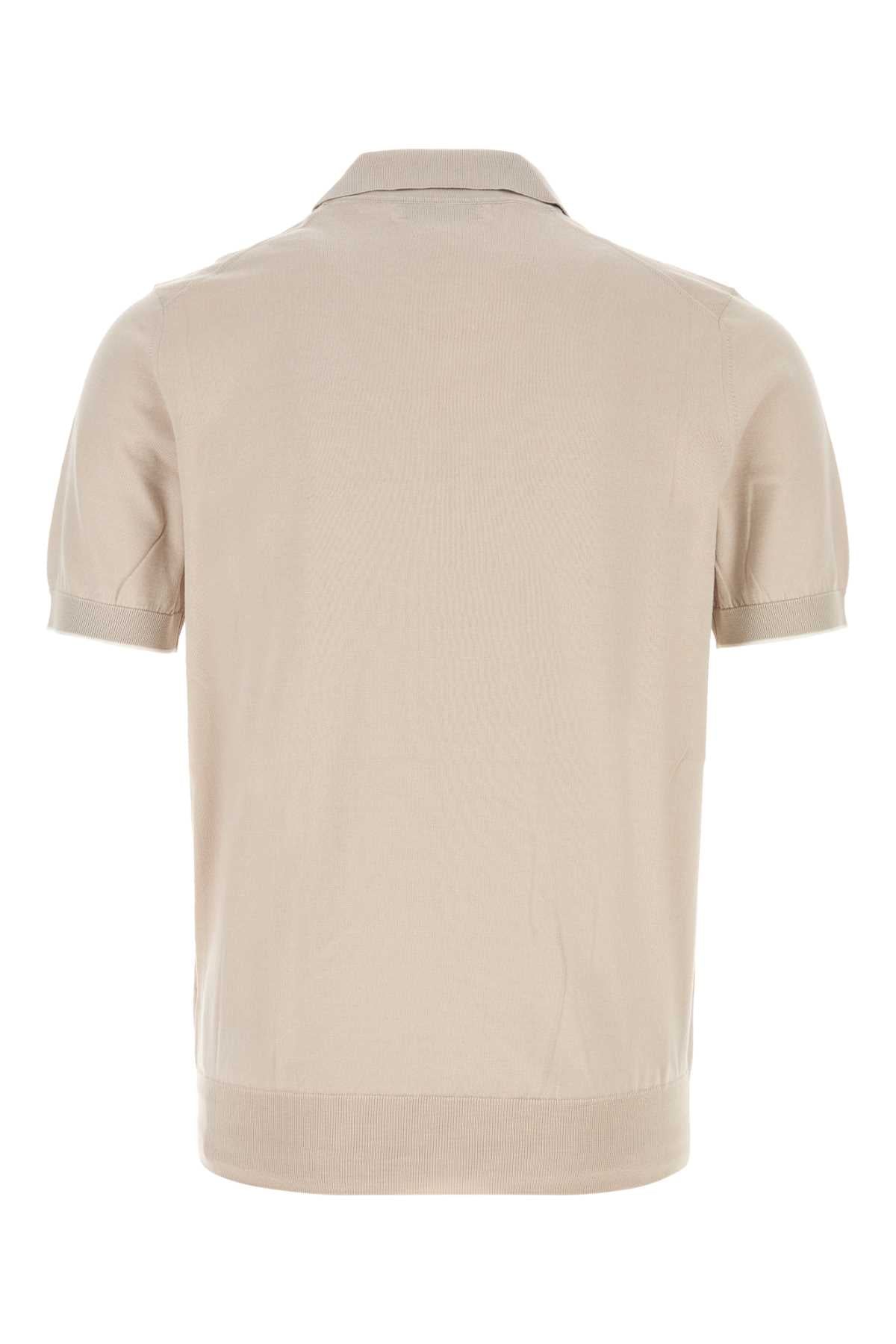 Brunello Cucinelli Men Sand Cotton Polo Shirt BRUNELLO CUCINELLI