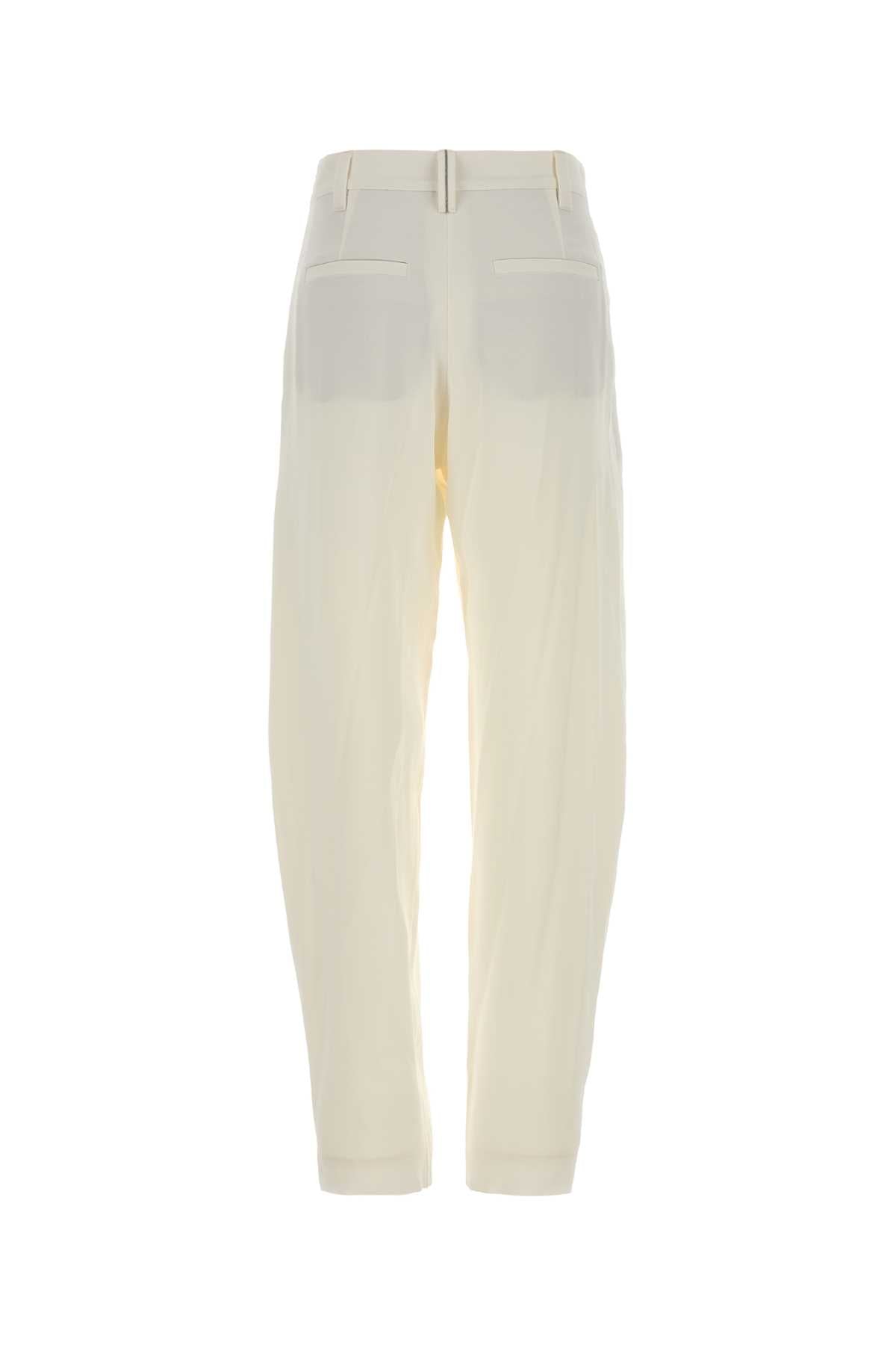 Brunello Cucinelli Women White Crepe Pant BRUNELLO CUCINELLI