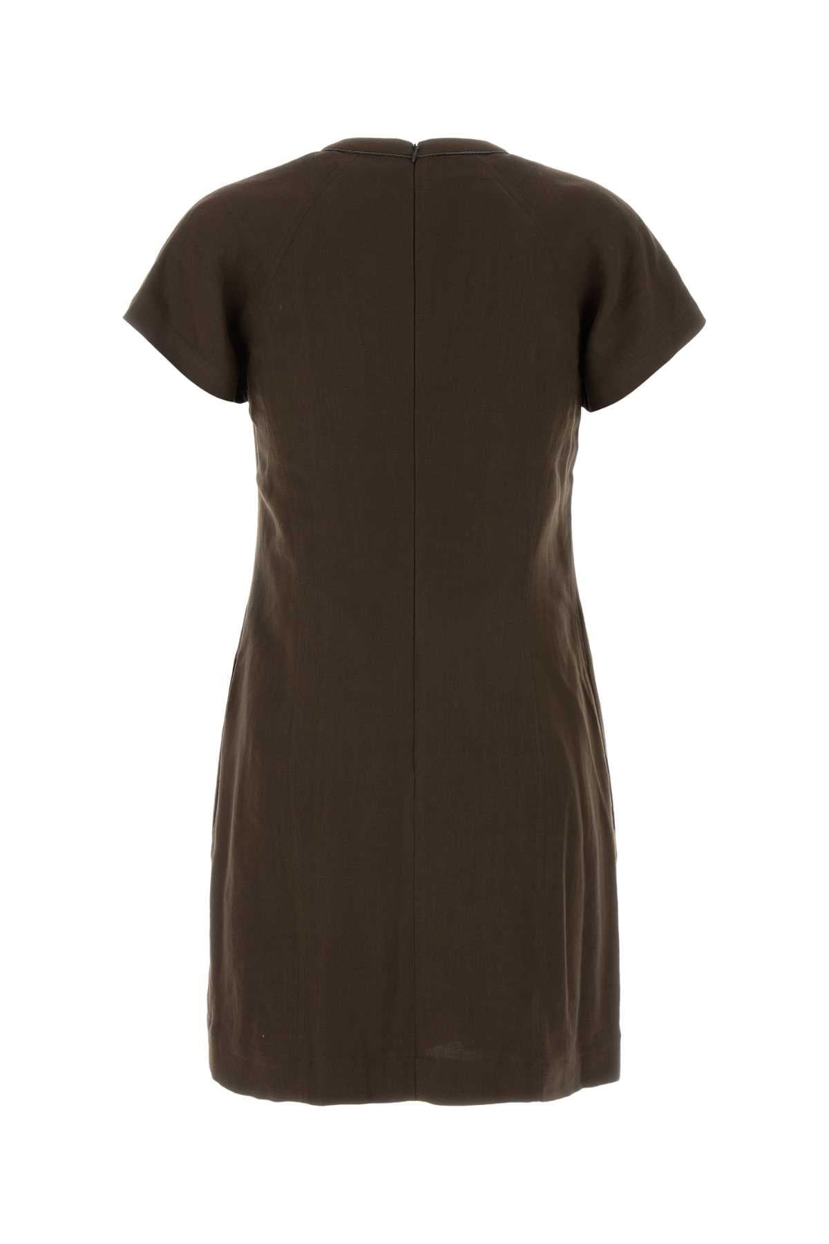 Brunello Cucinelli Women Brown Viscose Blend Dress BRUNELLO CUCINELLI