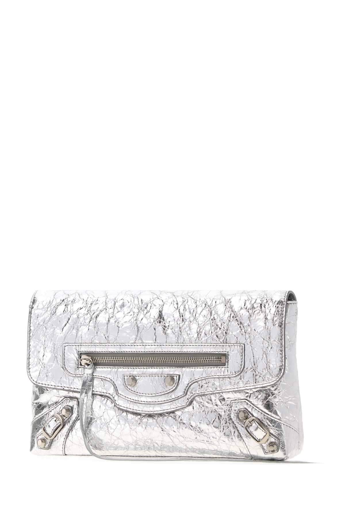 Balenciaga Women Silver Leather Le City Clutch BALENCIAGA