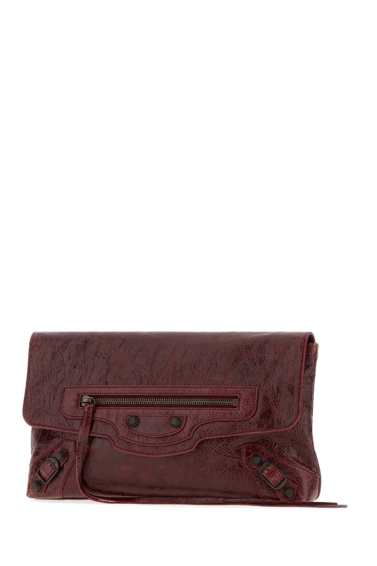 Balenciaga Women Burgundy Leather Le City Clutch BALENCIAGA