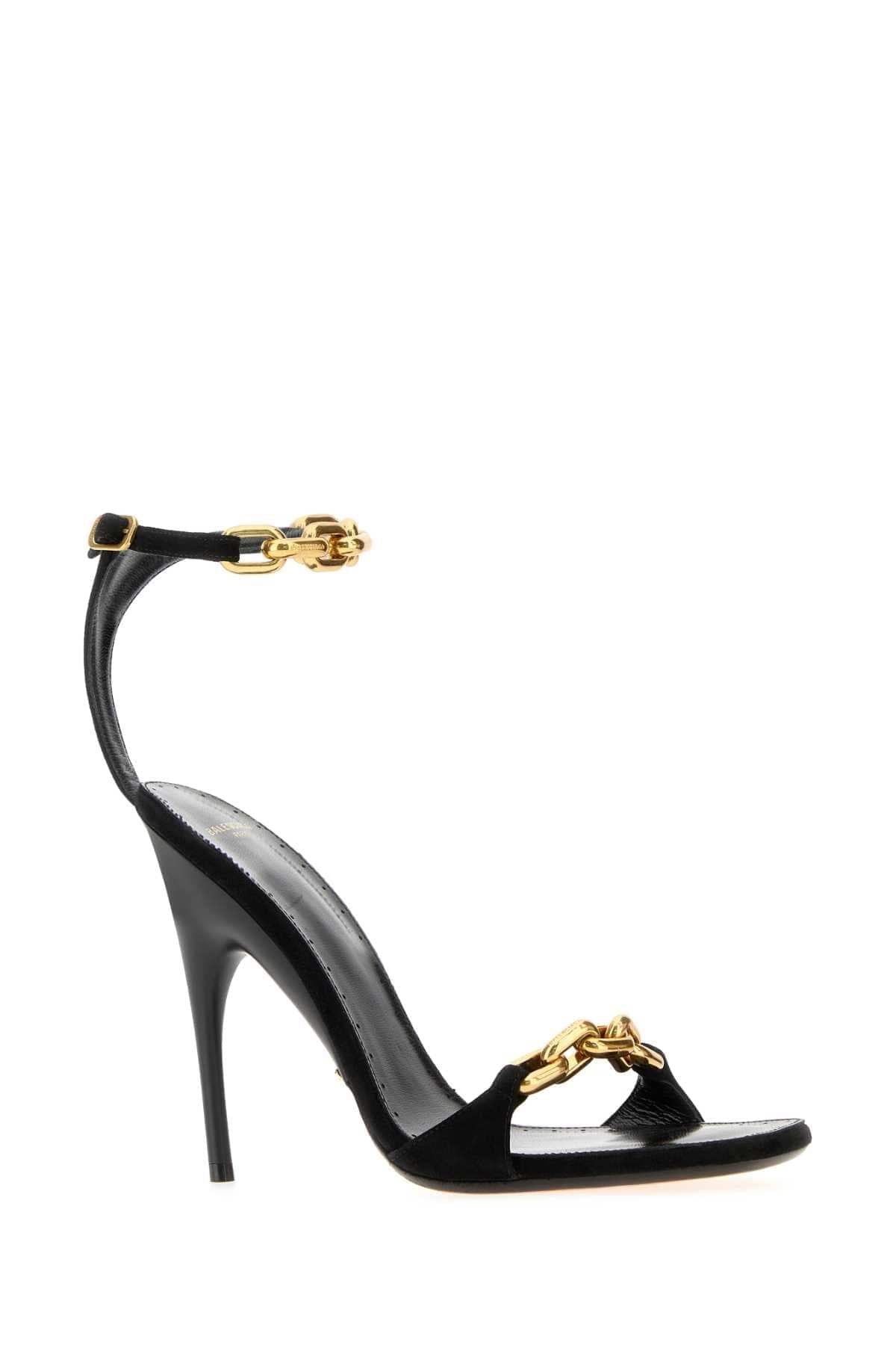 Balenciaga Women Black Suede Duchesse 110 Sandals BALENCIAGA