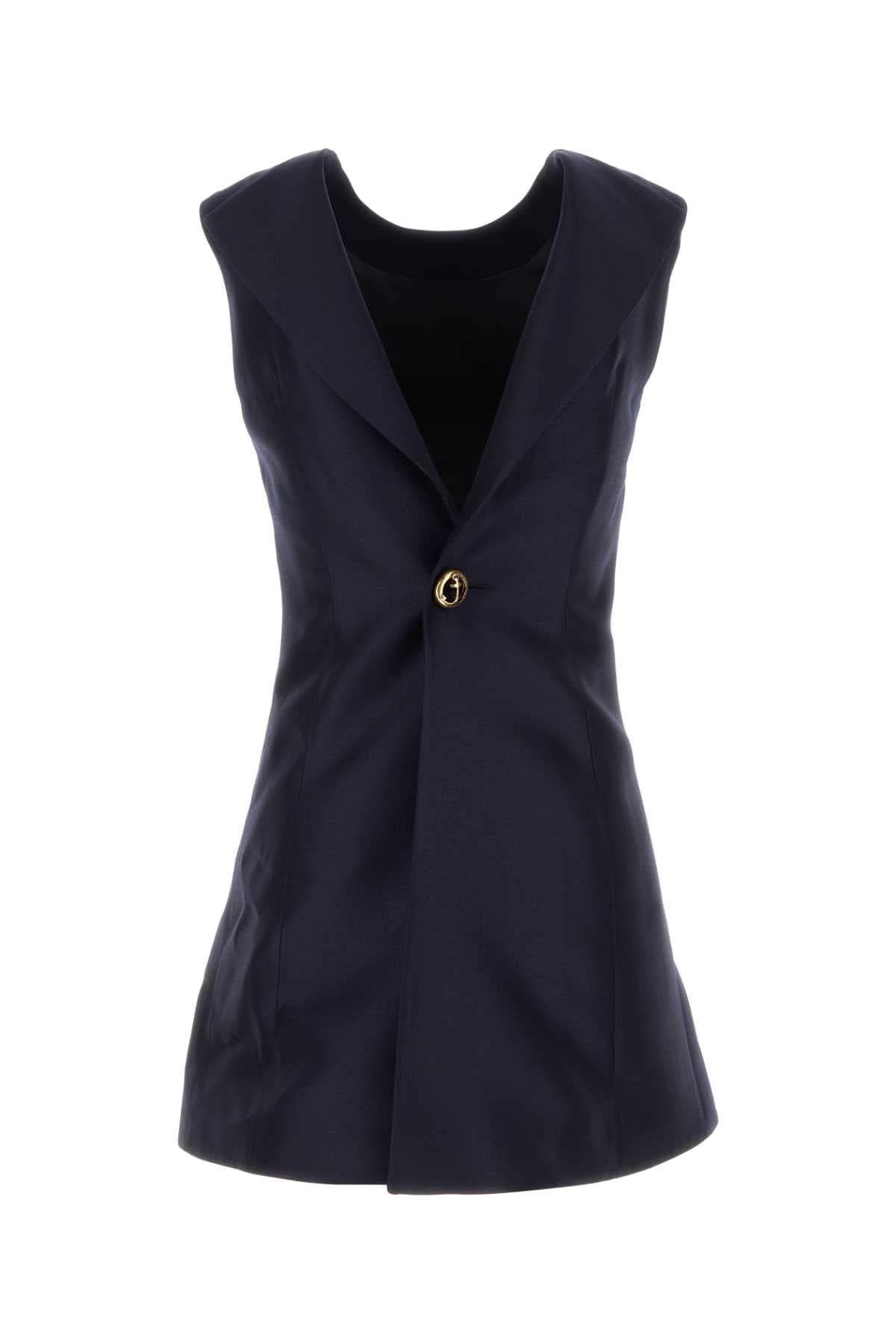 Balenciaga Women Midnight Blue Wool Blend Mini Dress BALENCIAGA