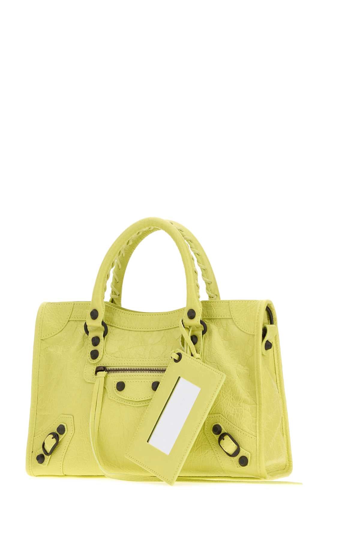 Balenciaga Women Fluo Yellow Leather Small Le City Handbag BALENCIAGA