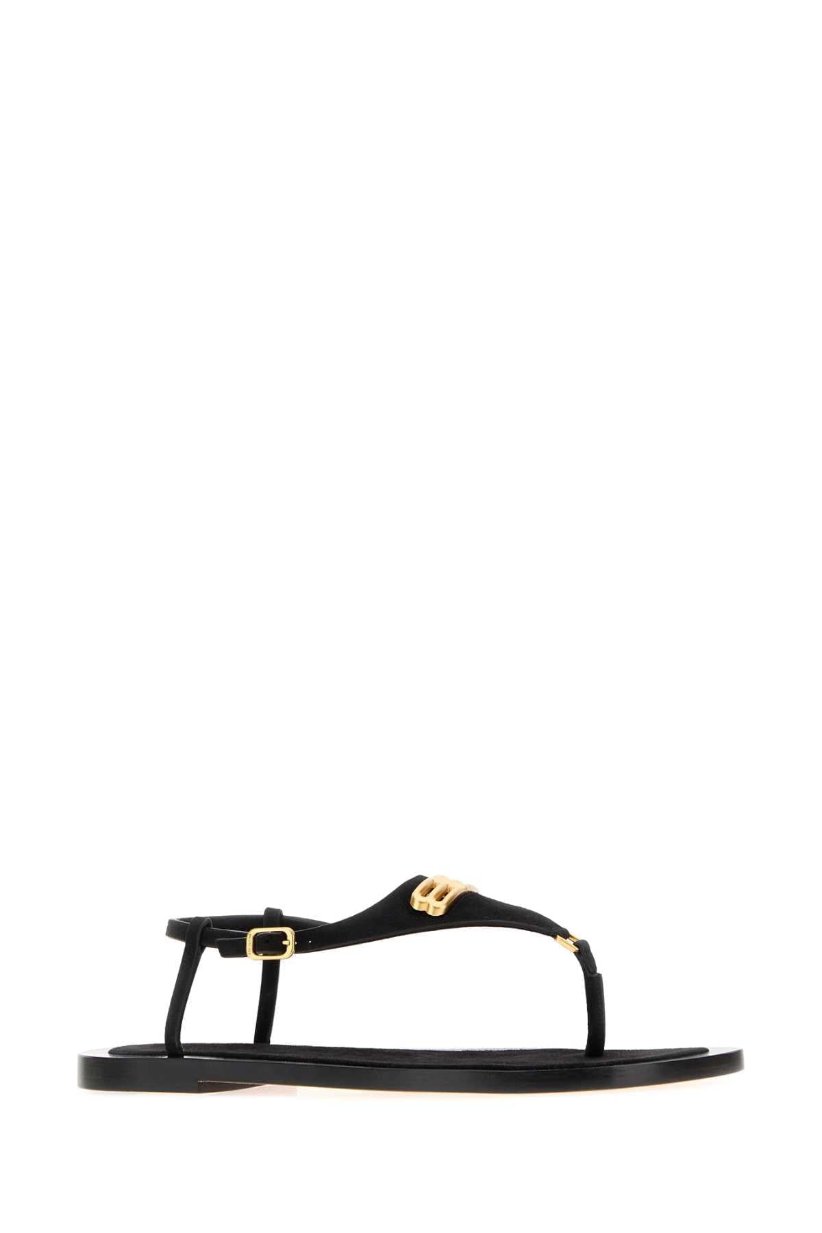 Balenciaga Women Black Suede Riva Thong Sandals BALENCIAGA