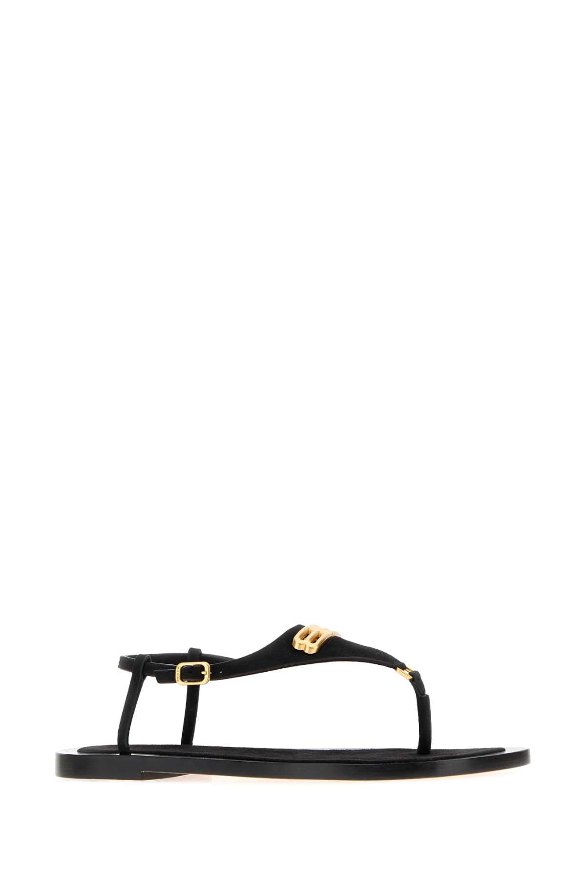 Balenciaga Women Black Suede Riva Thong Sandals BALENCIAGA