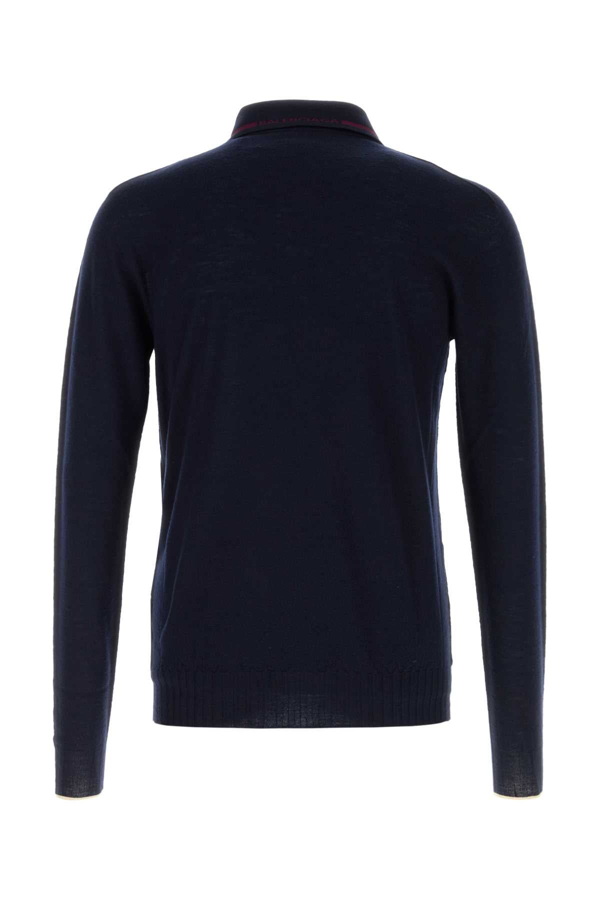 Balenciaga Men Midnight Blue Wool Polo Shirt BALENCIAGA