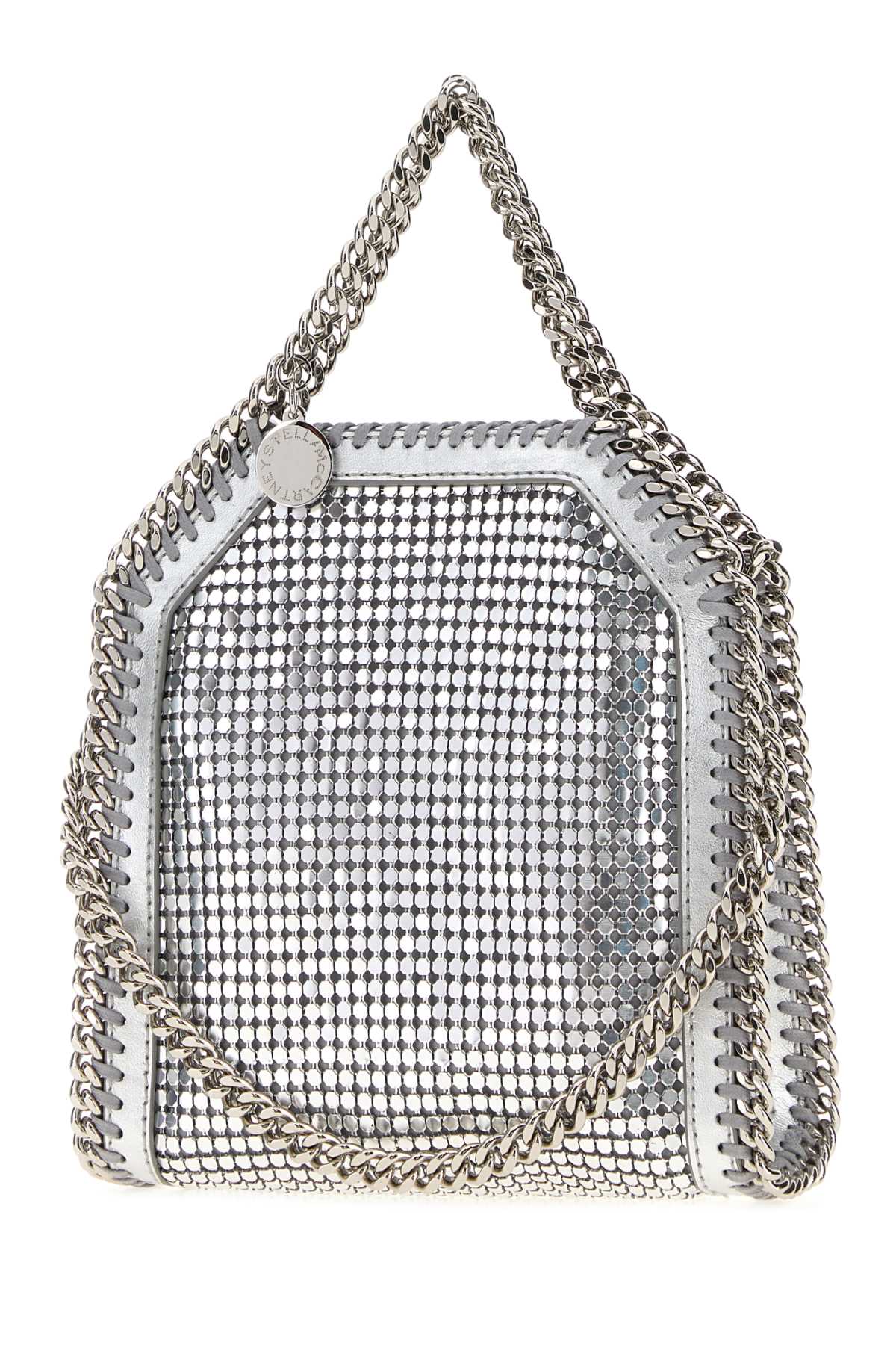 Stella Mccartney Women Silver Metal Knit Micro Falabella Handbag STELLA MCCARTNEY