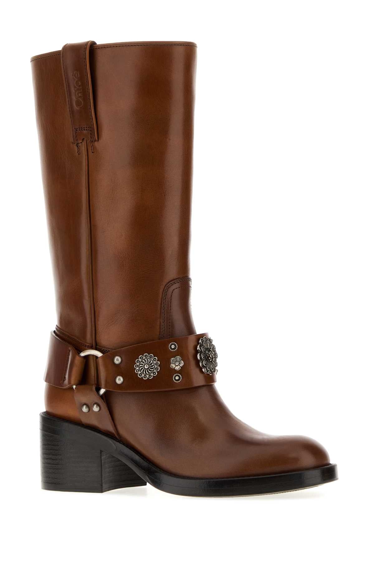 Chloe Women Brown Leather Dakota Boots CHLOE