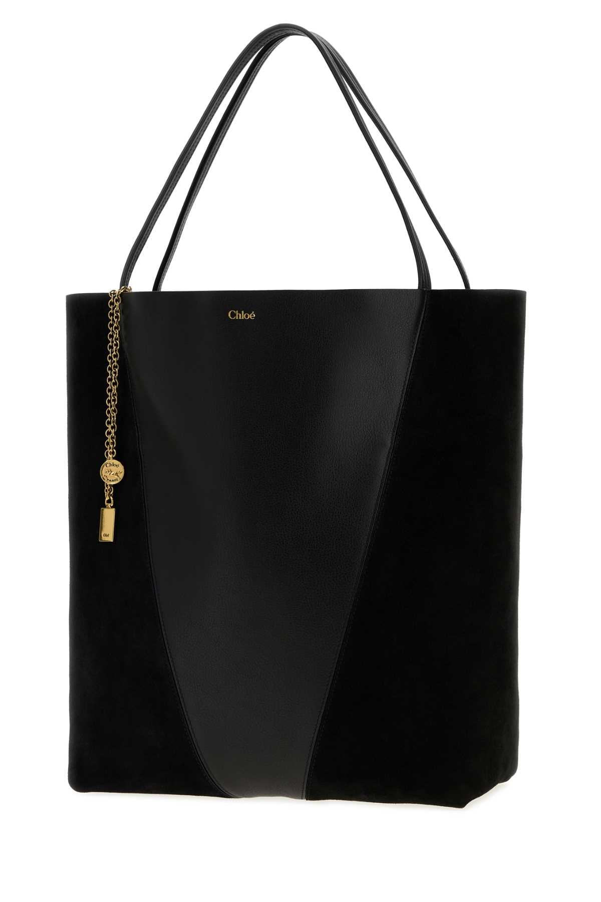 Chloe Women Black Leather And Suede Chloe Spin Bucket Bag CHLOE