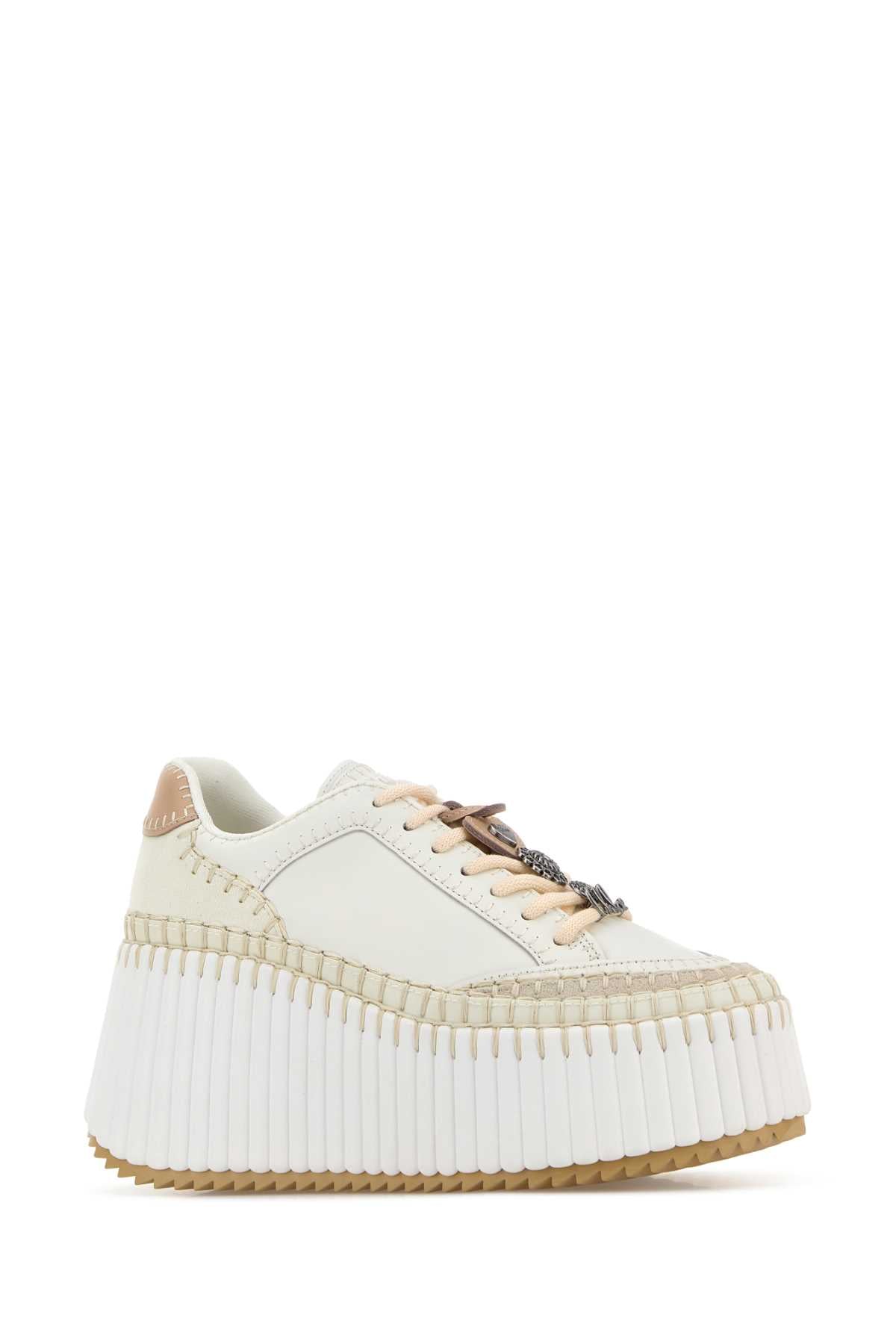 Chloe Women White Leather Nama Sneakers CHLOE