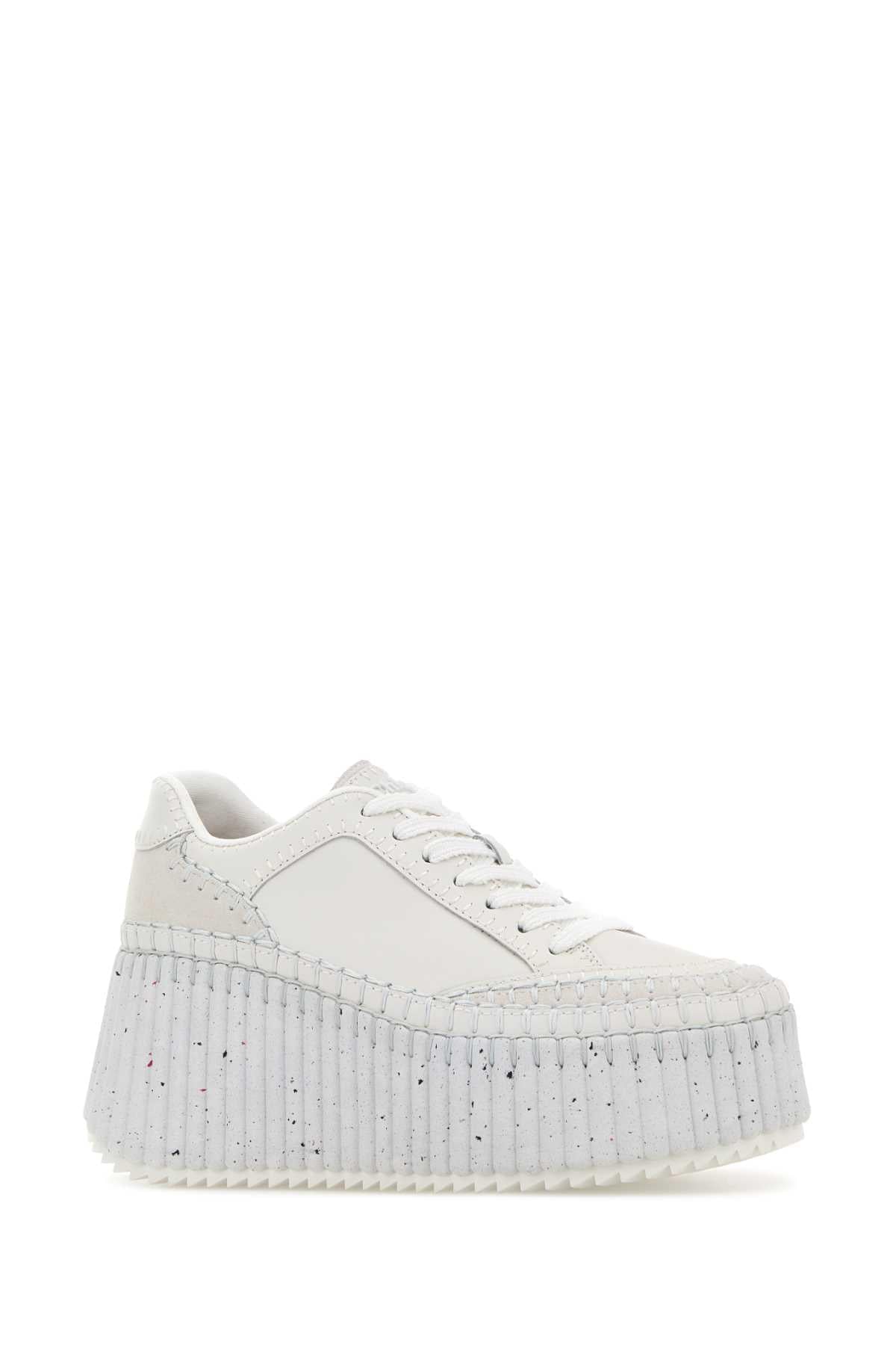 Chloe Women White Leather Nama Sneakers CHLOE
