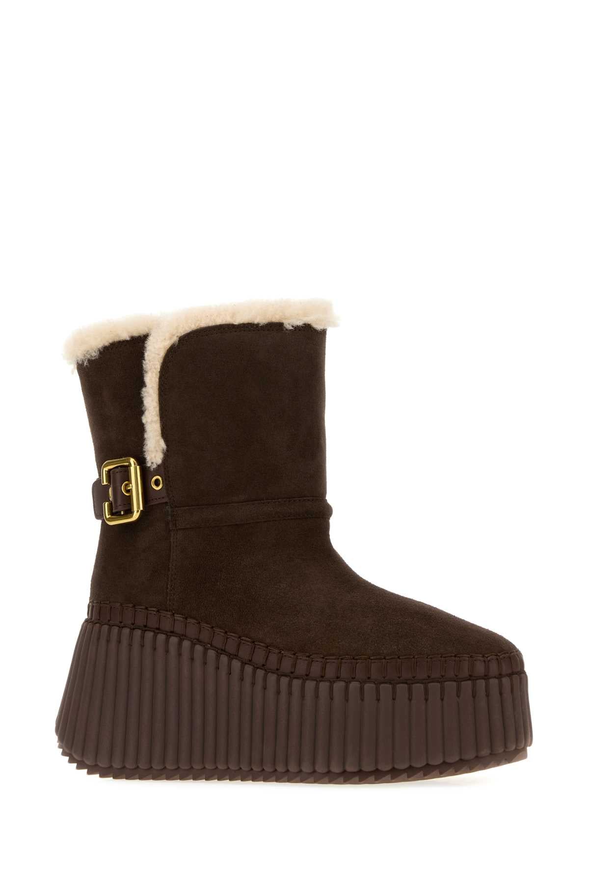 Chloe Women Chocolate Suede Nama Ankle Boots CHLOE
