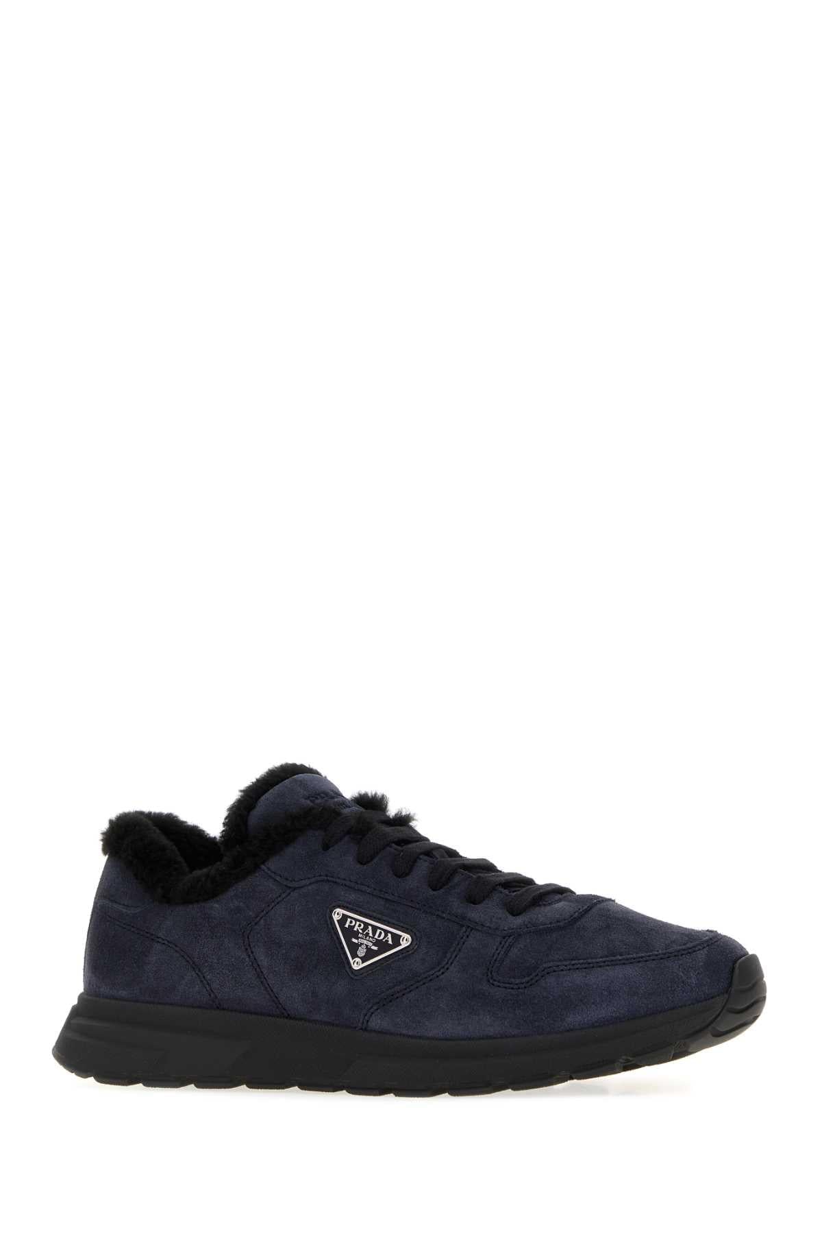 Prada Men Blue Suede Prax 2.0 Sneakers PRADA