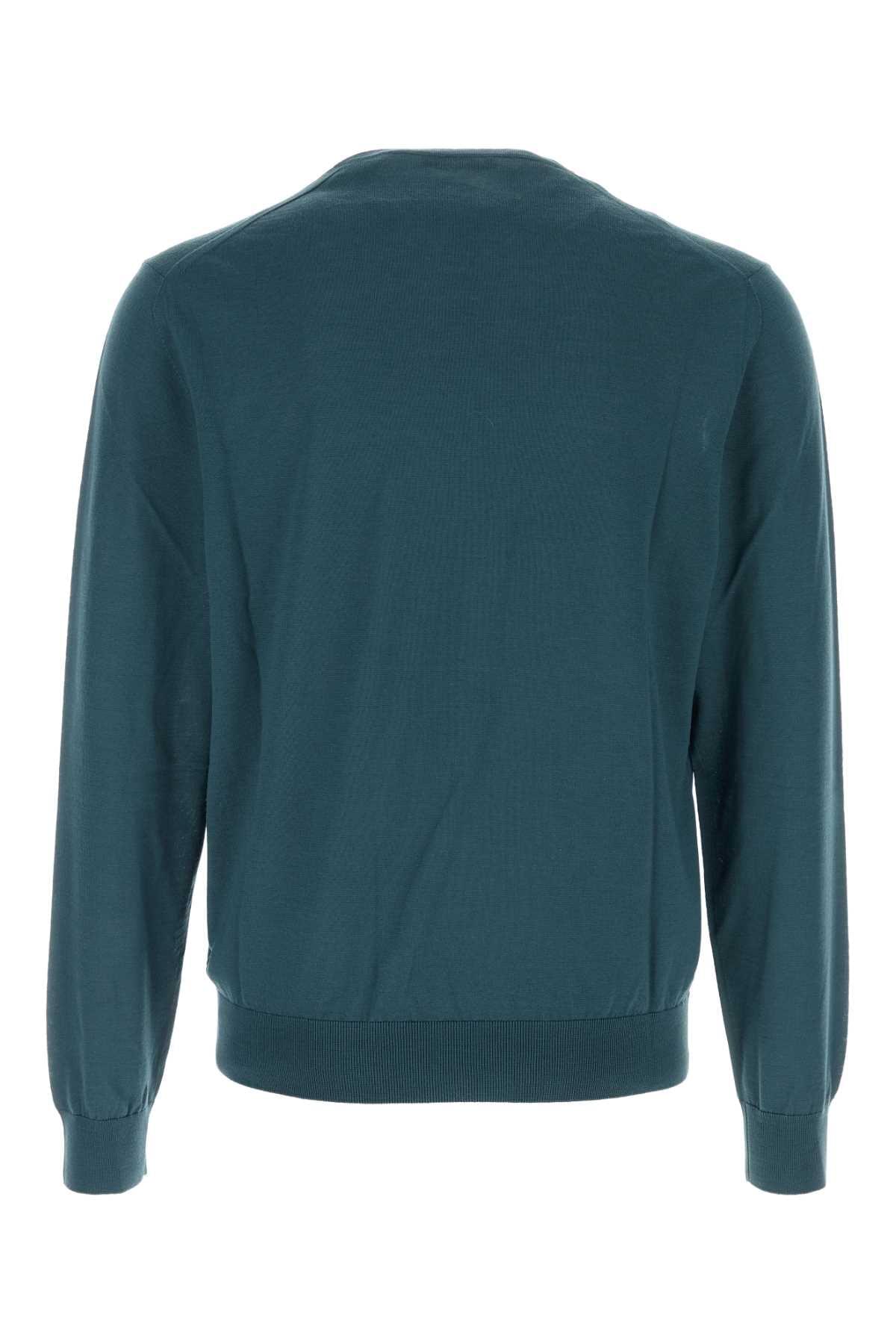 Prada Men Teal Green Wool Sweater PRADA