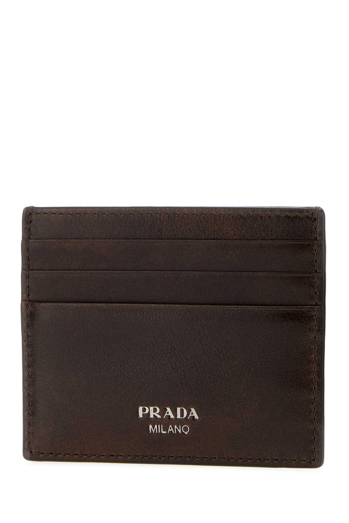 Prada Men Chocolate Leather Card Holder PRADA