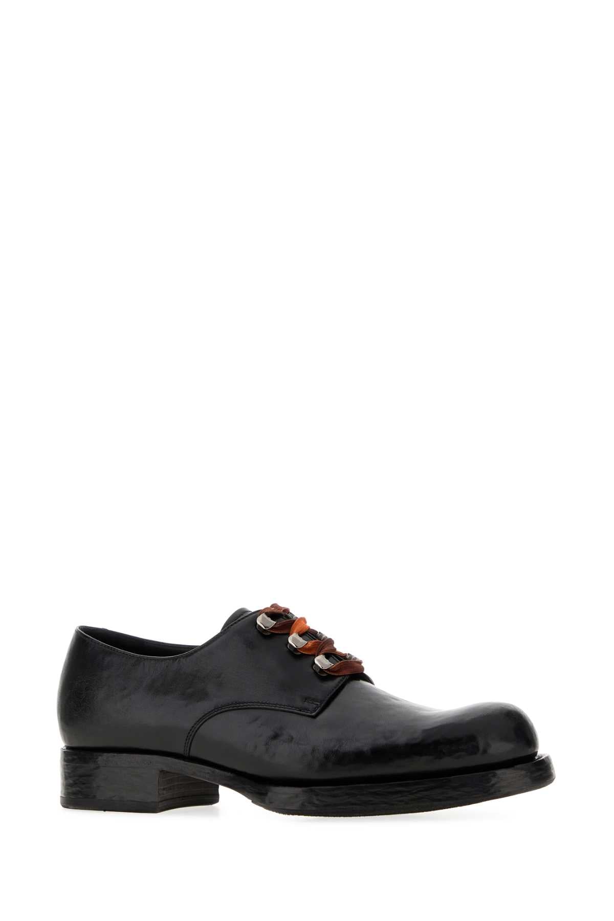 Prada Men Black Leather Lace-Up Shoes PRADA
