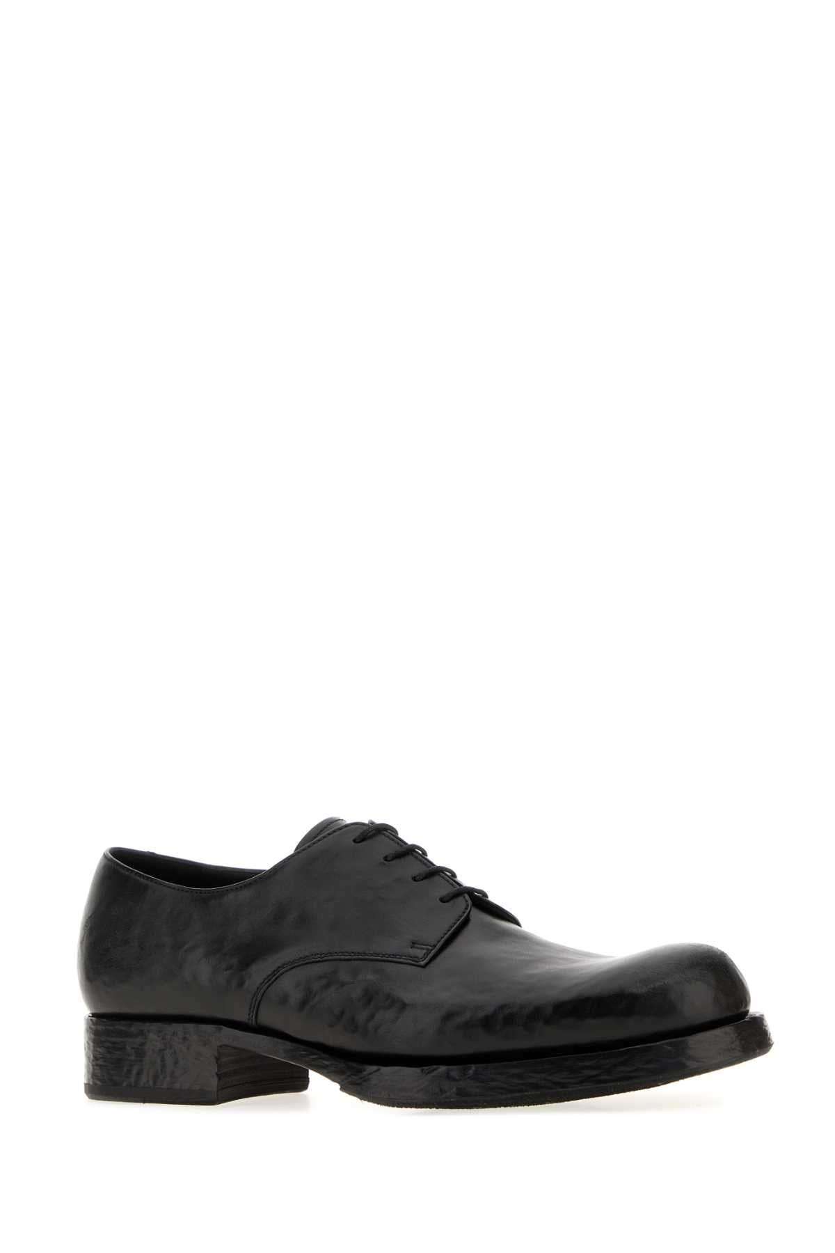 Prada Men Black Leather Lace-Up Shoes PRADA