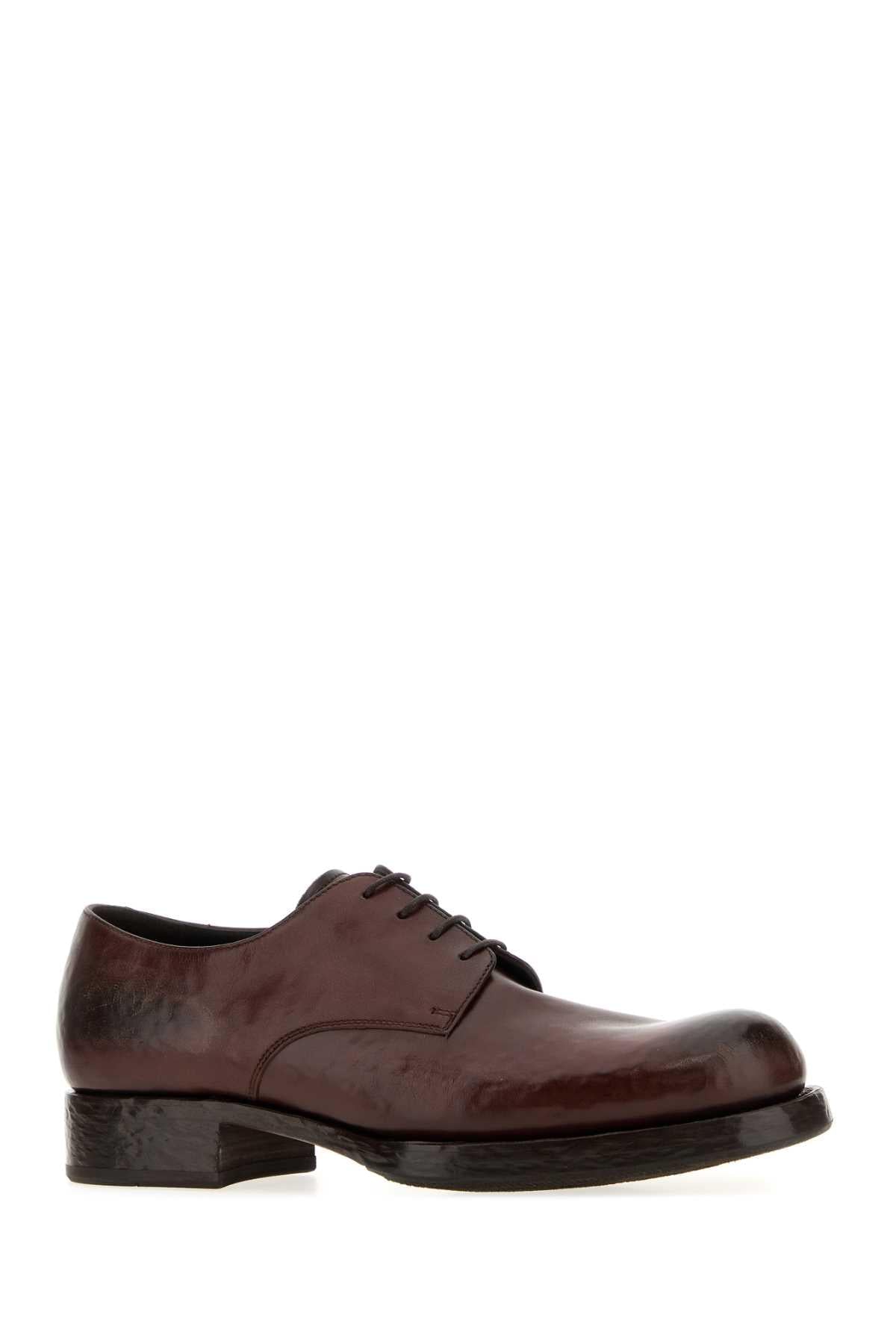 Prada Men Brown Leather Lace-Up Shoes PRADA
