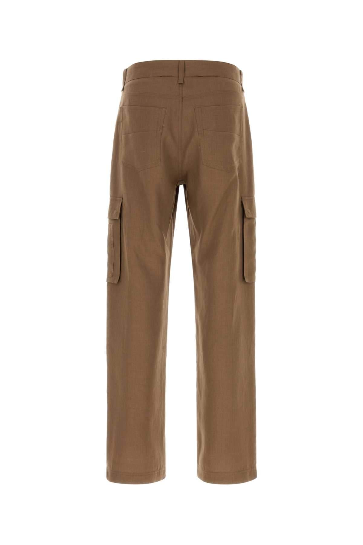 Fendi Men Light Brown Linen Cargo Pant FENDI