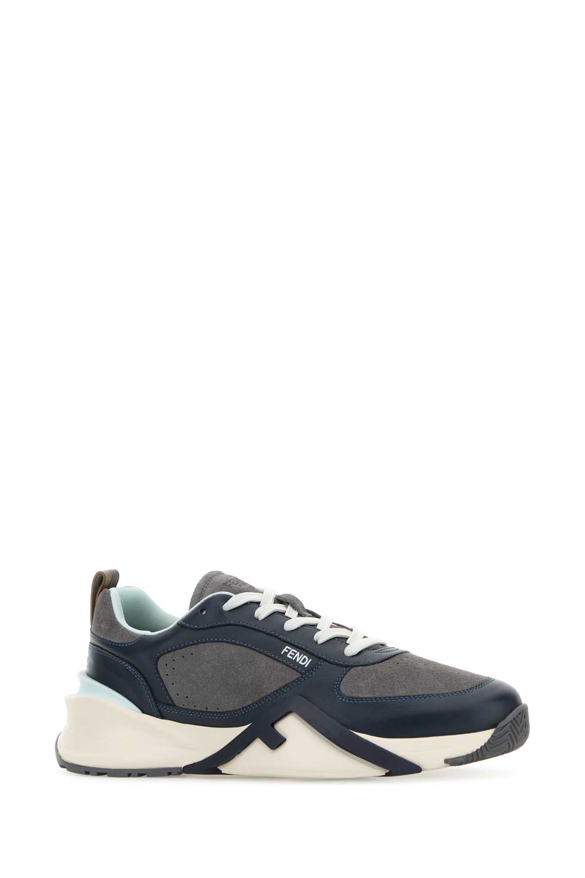 Fendi Men Two-Tone Leather And Suede Fendi Flow Sneakers FENDI