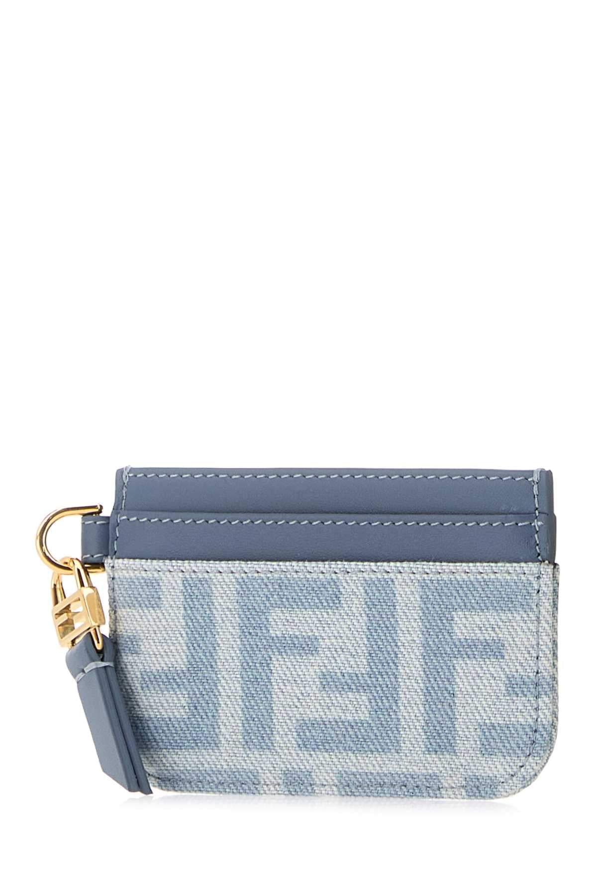 Fendi Women Printed Leather And Denim Card Holder FENDI
