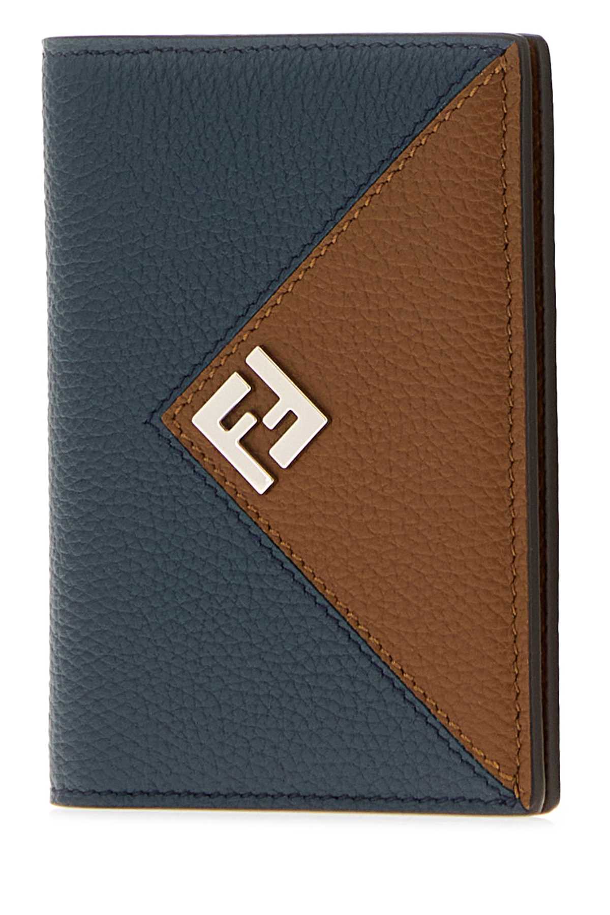 Fendi Men Navy Blue Leather Card Holder FENDI