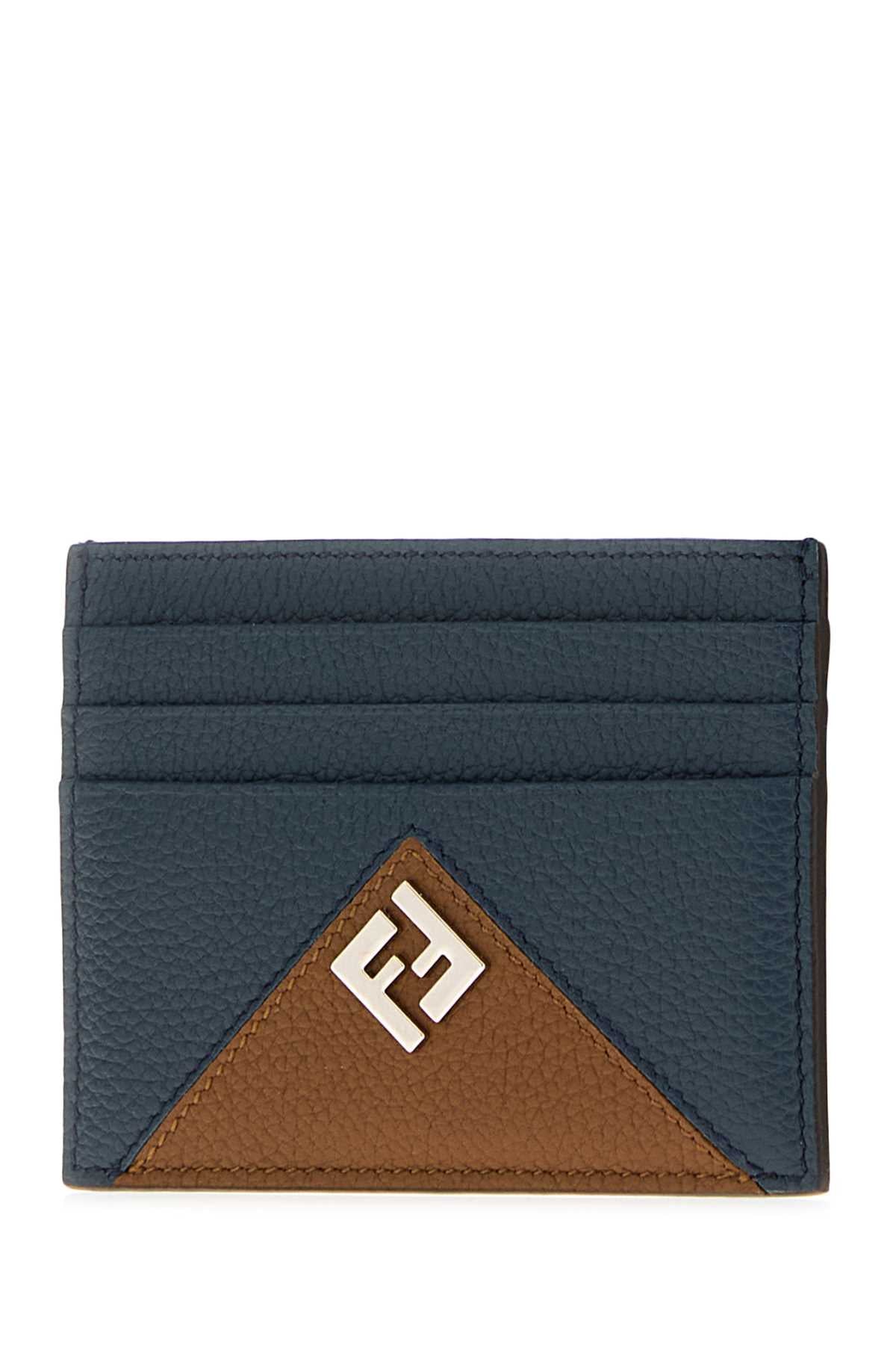 Fendi Men Navy Blue Leather Card Holder FENDI