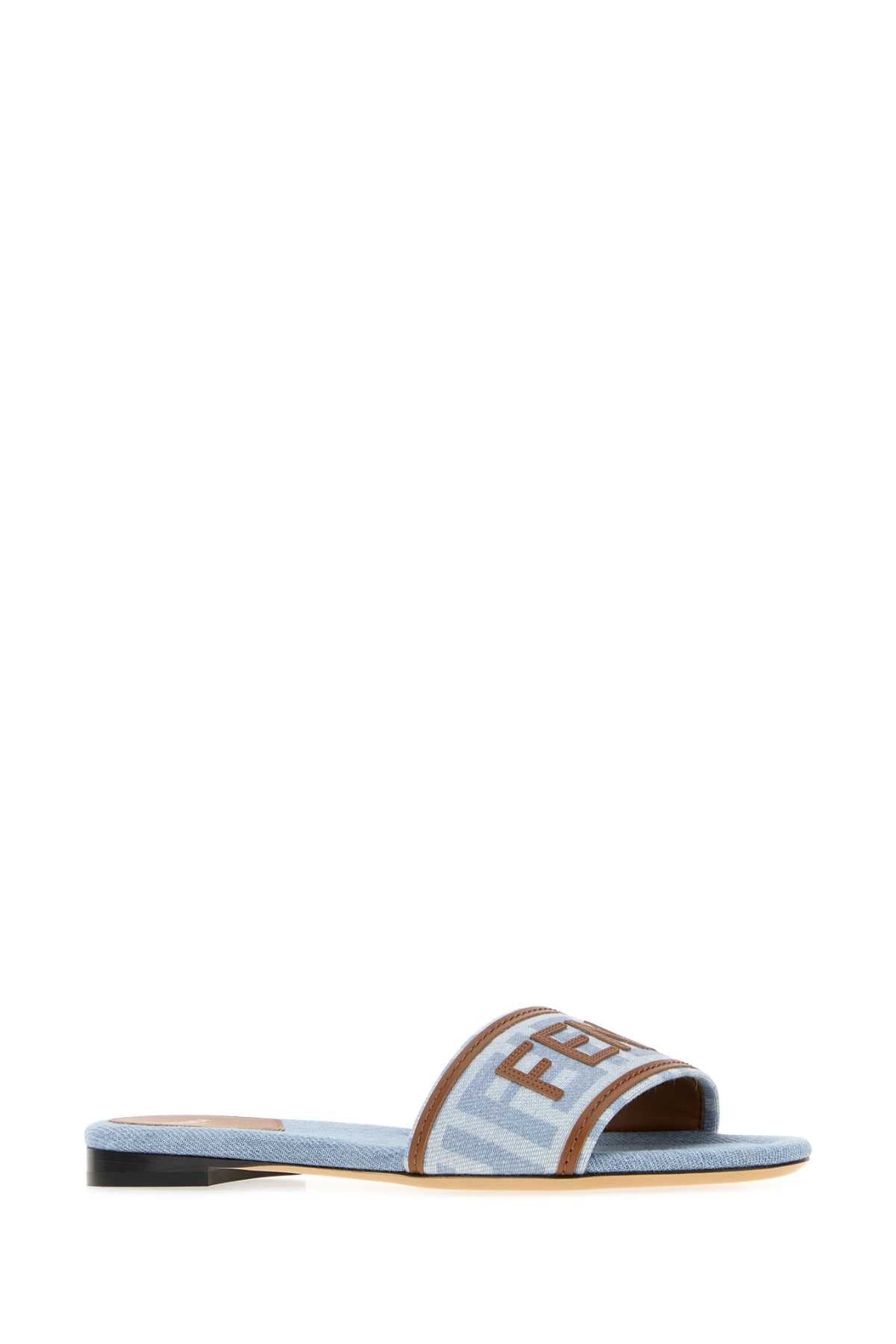 Fendi Women Printed Denim Fendi Sunshine Slippers FENDI