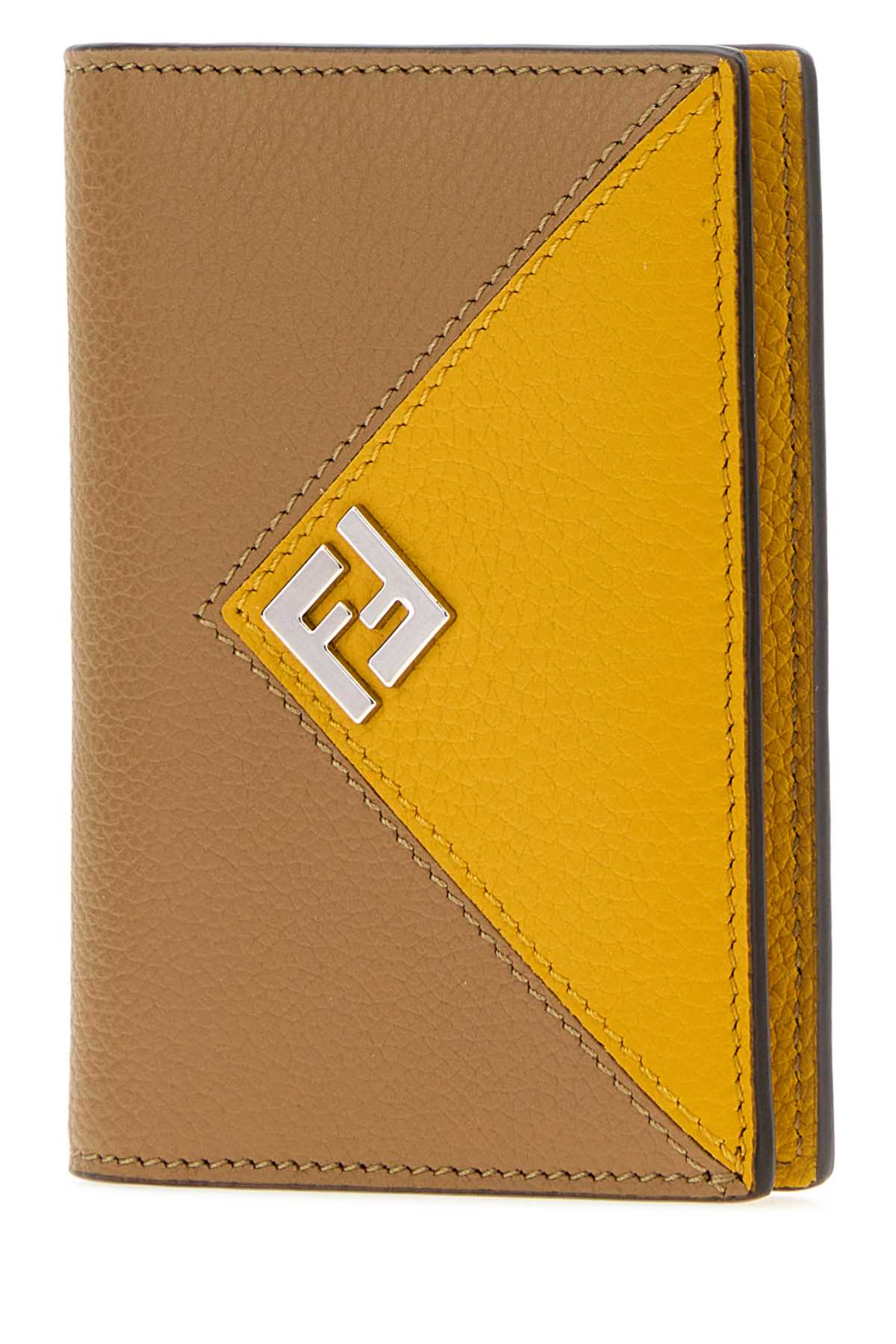 Fendi Men Camel Leather Card Holder FENDI