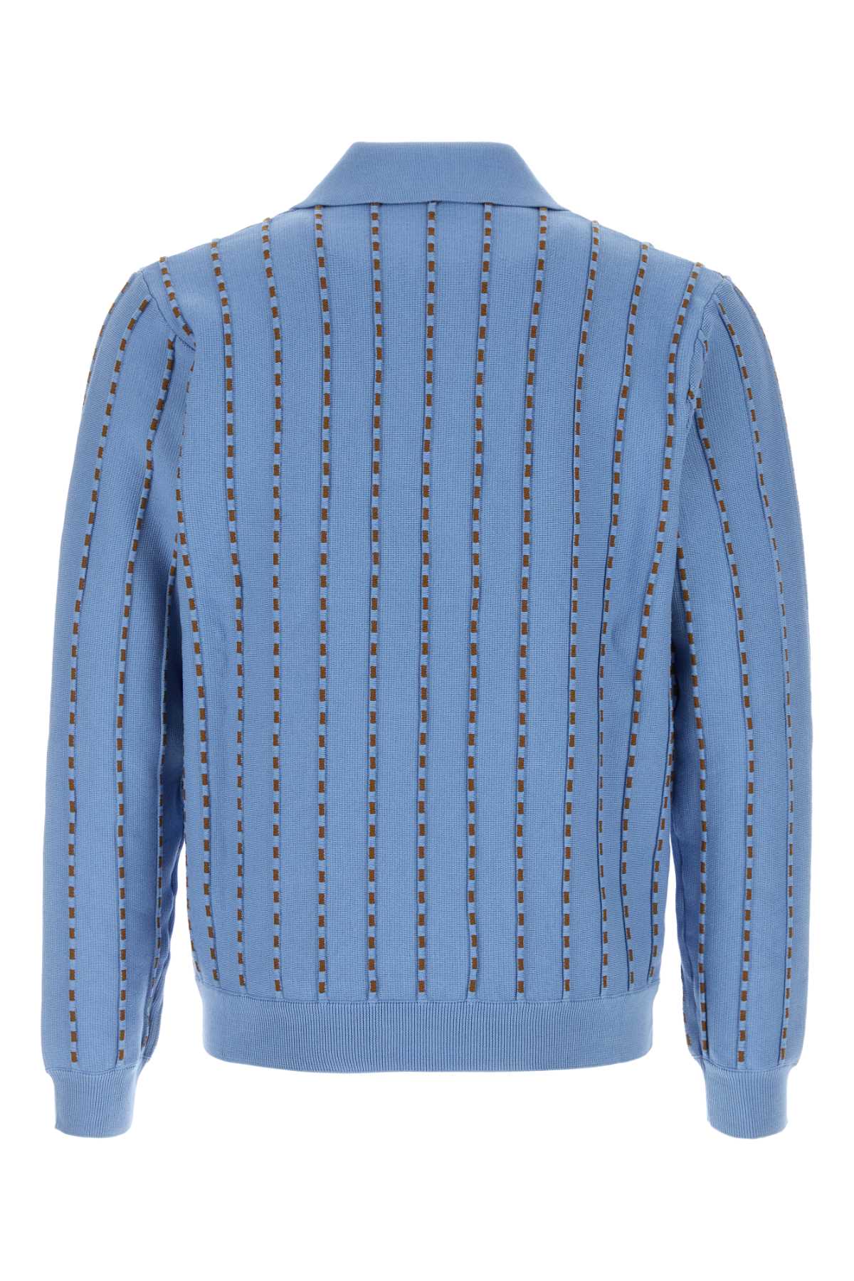 Fendi Men Cerulean Blue Cotton Polo Shirt FENDI