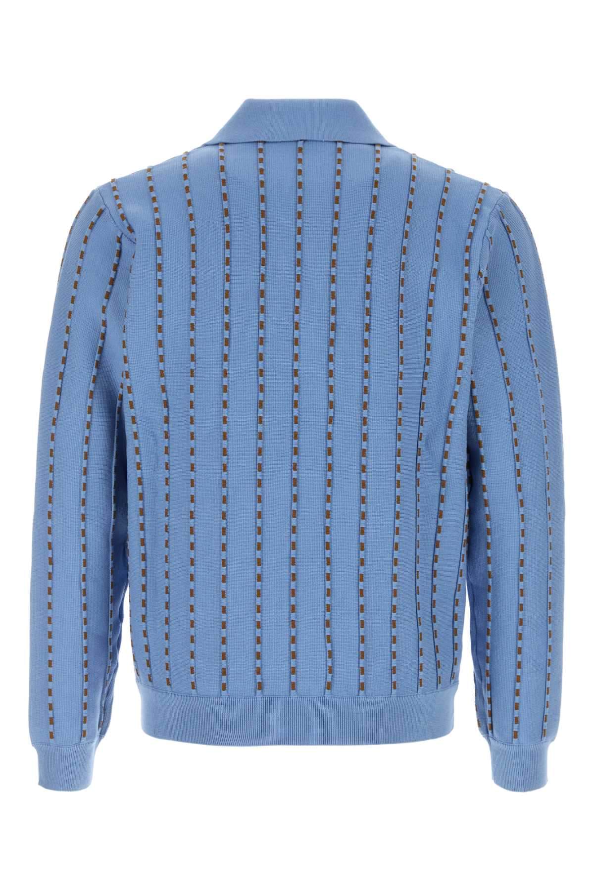 Fendi Men Cerulean Blue Cotton Polo Shirt FENDI